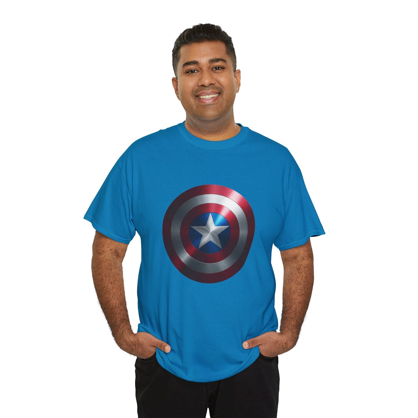 Patriotic Hero Shield Shirt – Star Emblem Graphic Tee – Super Soldier Gift – Comic Inspired Unisex Shirt – Cosplay Convention Top