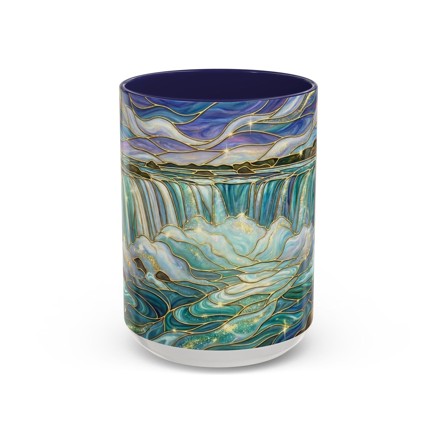 Faux Stained Glass Niagara Falls Mug, Waterfall Coffee Cup, Canada Souvenir Gift, Upstate New York Travel Memento, Nature Lover Tea Cup