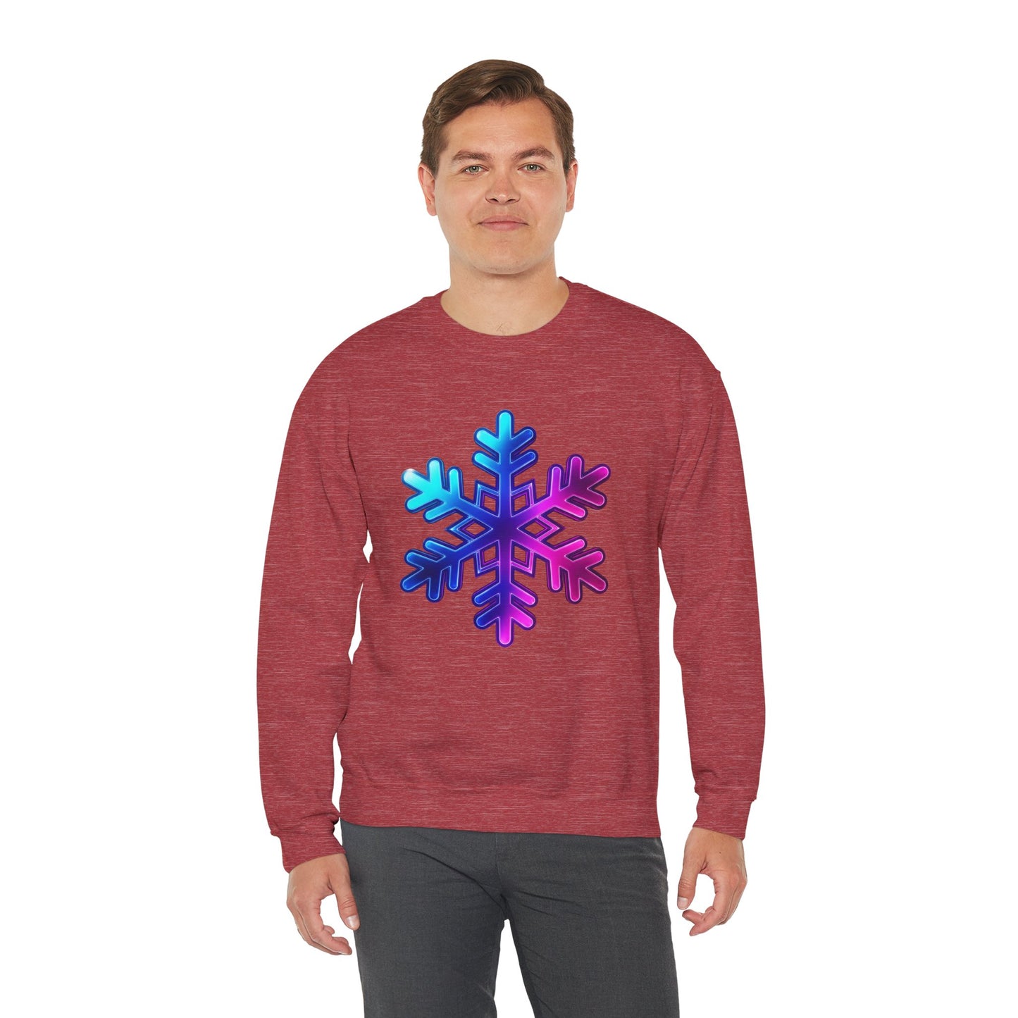 Blue Pink Gradient Snowflake Sweatshirt, Winter Aesthetic Pullover, Cozy Christmas Crewneck, Festive Holiday Sweater Gift for Her or Him