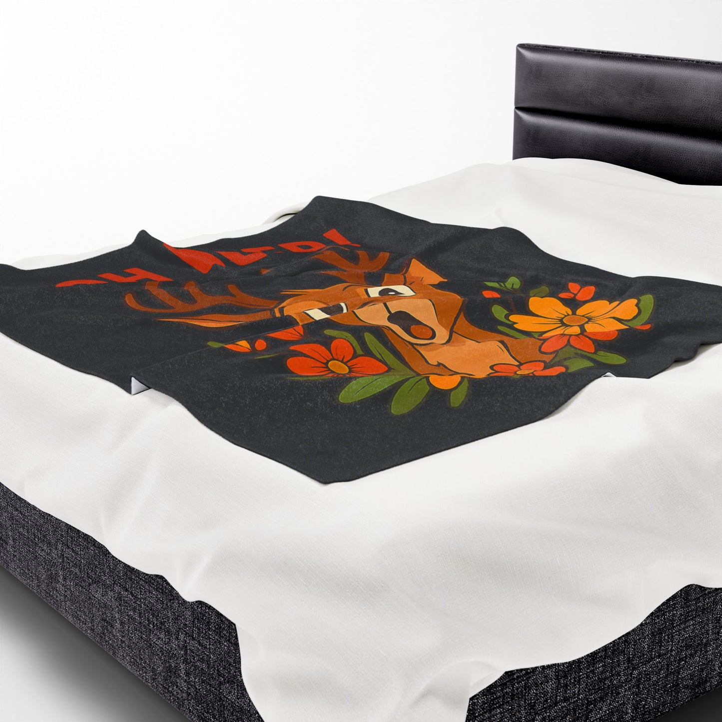 Plush Blanket - Startled Deer Oh Deer Design Wildlife Decor Deer Throw Animal Decor