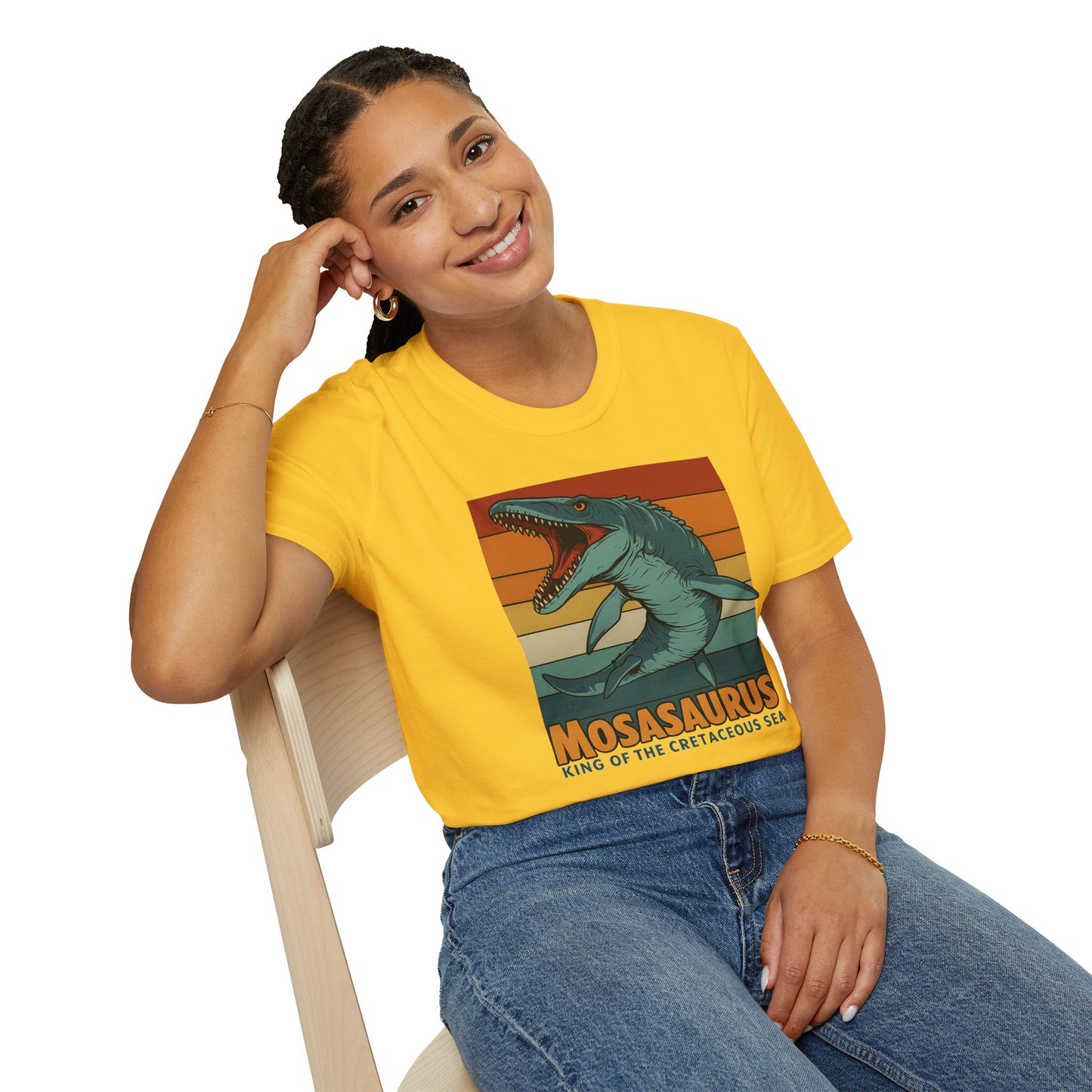 Retro Mosasaurus T-Shirt - Cretaceous Sea Monster Graphic Tee, Dinosaur Lover Gift, Paleontology Birthday, Soft Unisex Jurassic Cotton