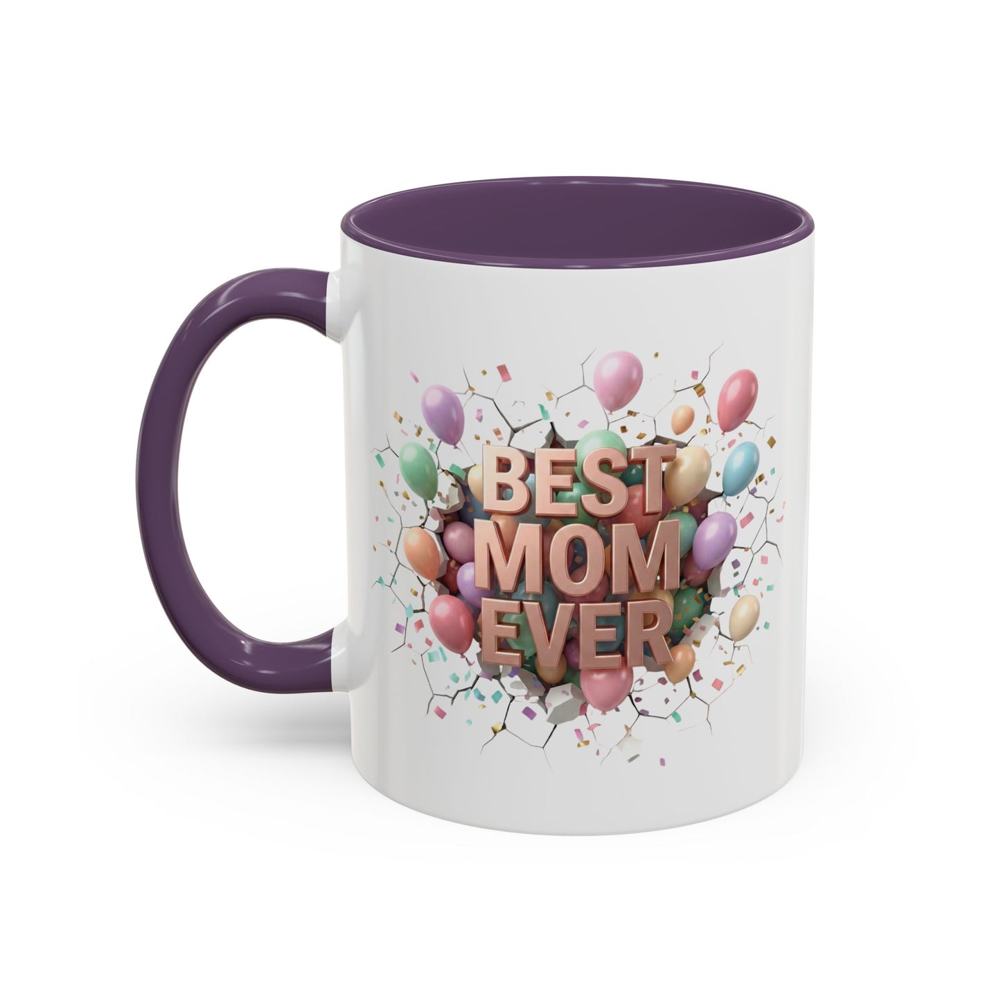 Personalized Mom Mug, Best Mom Ever Gift, Custom Name Coffee Cup, 3D Balloon Design, Mothers Day Gift, New Mom Gift 2025, Custom Mug