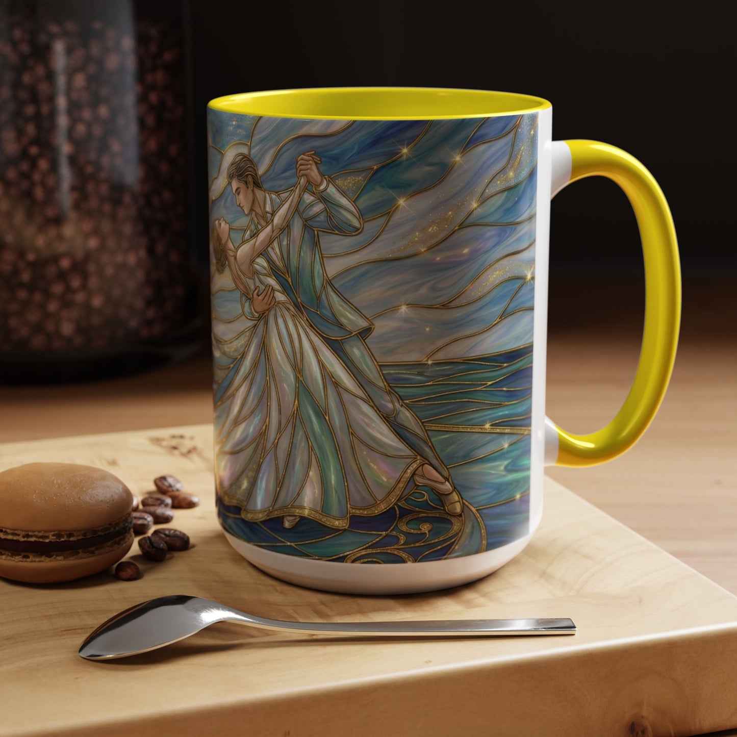 Stained Glass Mug, Dancing Couple Coffee Cup, Romantic Anniversary Gift, Ballroom Dancer Tea Cup, Wedding Present For Couple, Art Mug