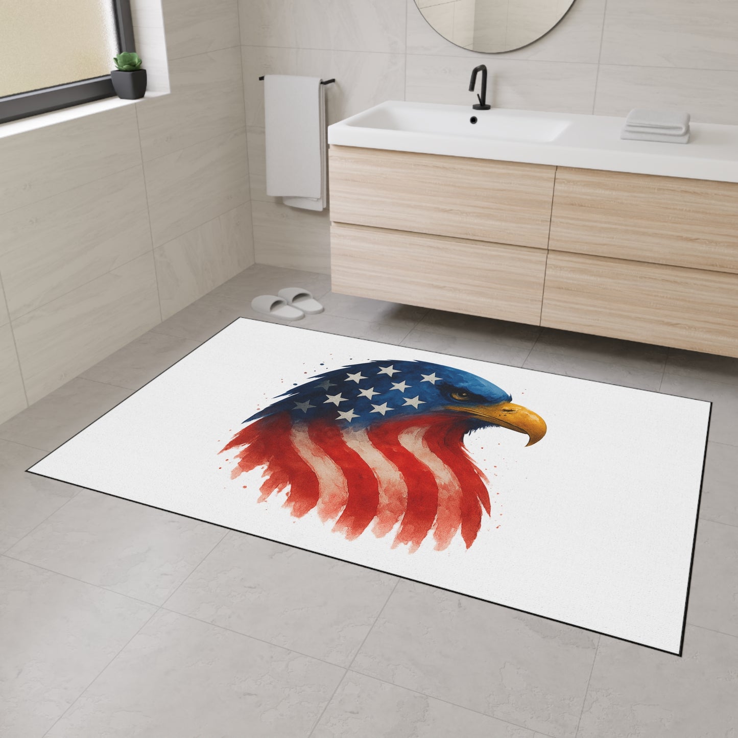 Patriotic Eagle Floor Mat - USA Flag Heavy Duty Entry Rug, Americana Welcome Mat for Porch, 4 July, Veteran Gift, Indoor Outdoor US Decor