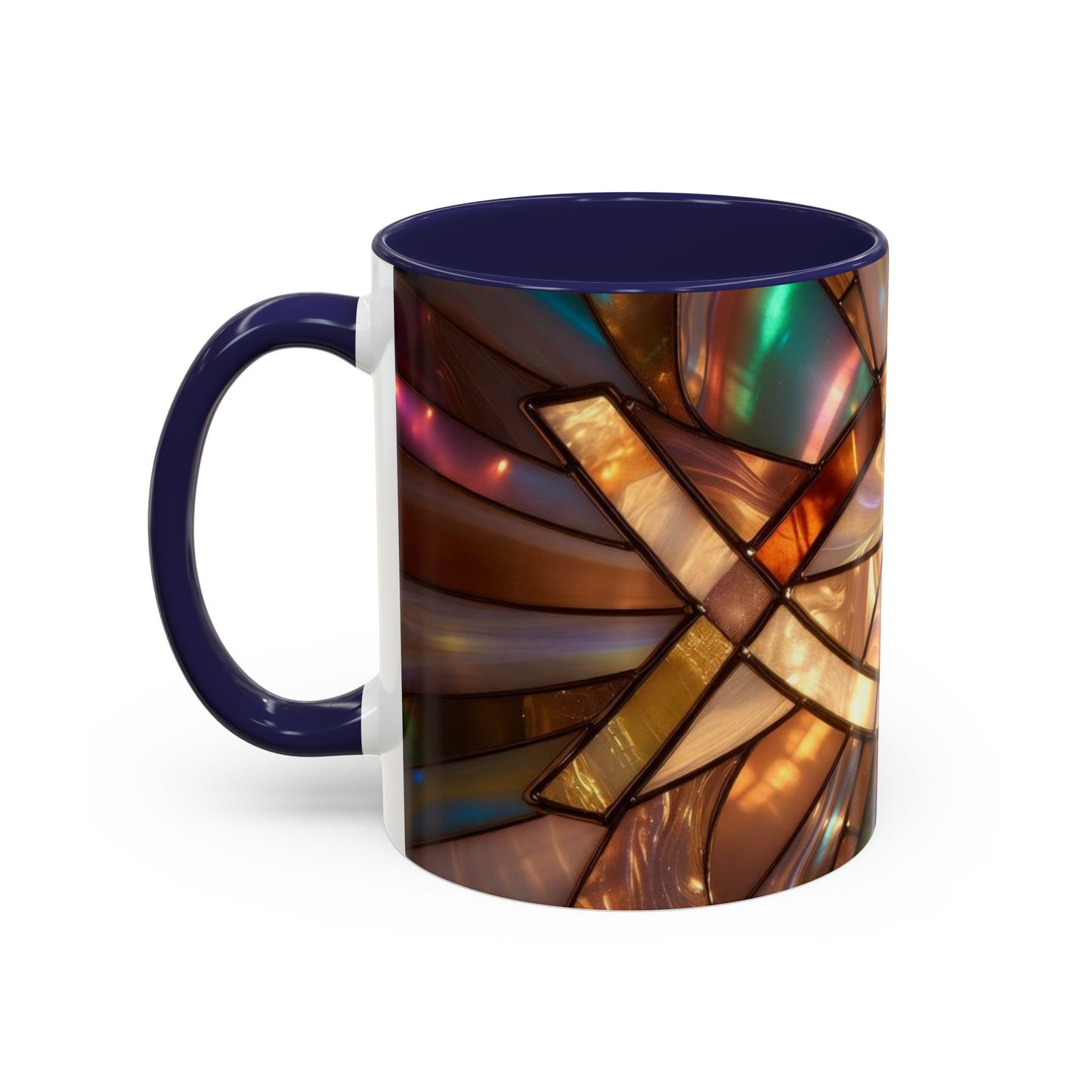 Stained Glass Ichthys Mug, Jesus Fish Christian Coffee Cup, Religious Art Mug, Faith Gift For Women, Inspirational Stained Glass Christian Symbol Design