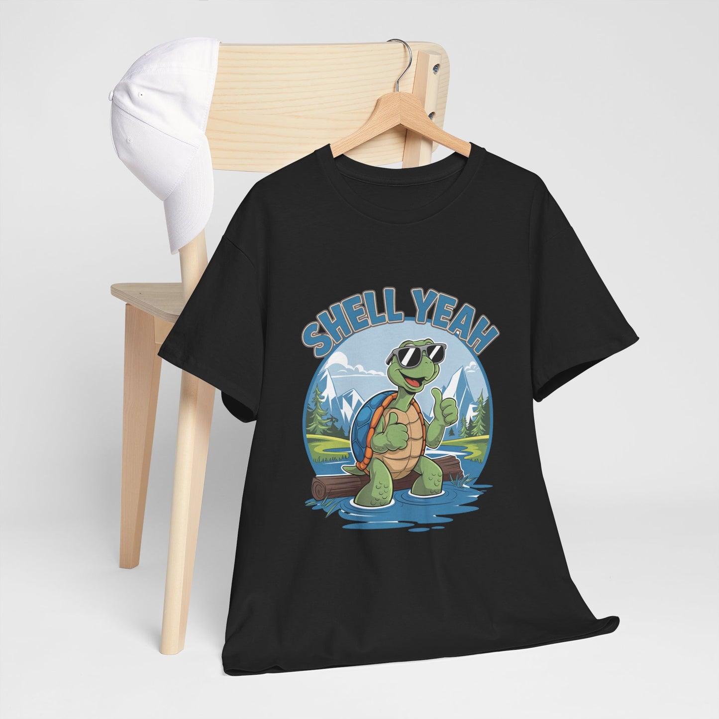 SHELL YEAH Turtle T-Shirt | Funny Cute Turtle Nature Graphic Tee | Handmade Animal Lover Gift | Eco Outdoor Adventure Shirt