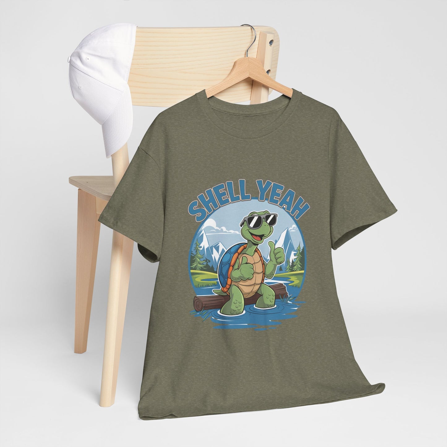 SHELL YEAH Turtle T-Shirt | Funny Cute Turtle Nature Graphic Tee | Handmade Animal Lover Gift | Eco Outdoor Adventure Shirt