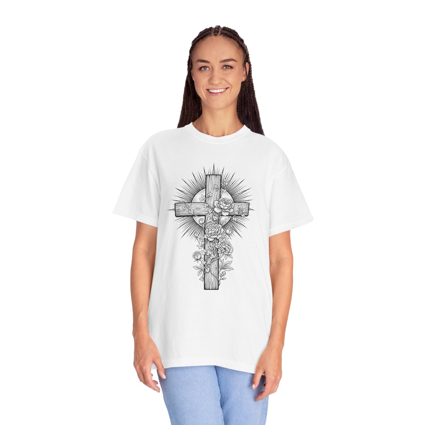 Christian Floral Cross Shirt, Boho Faith T-Shirt, Religious Botanical Tee, Wildflower Jesus Shirt, Easter Apparel, Christian Gifts