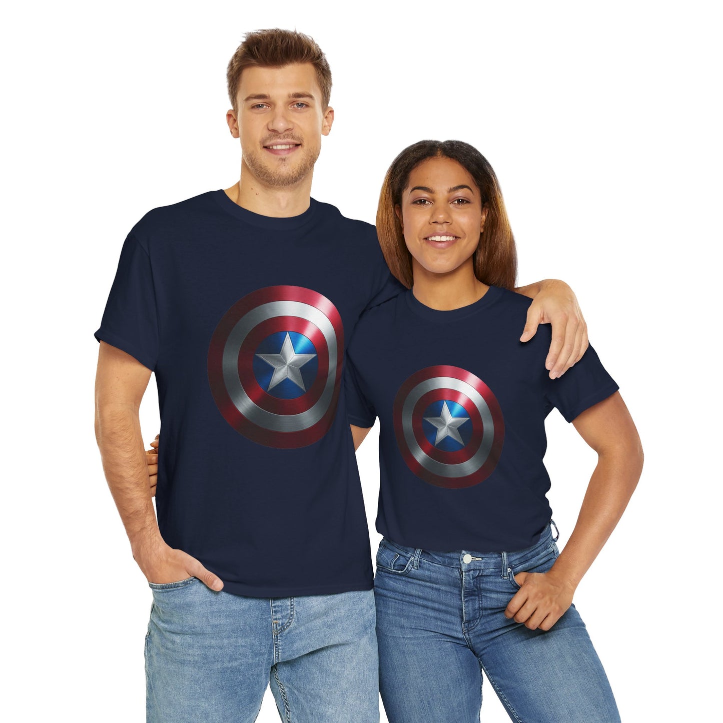 Patriotic Hero Shield Shirt – Star Emblem Graphic Tee – Super Soldier Gift – Comic Inspired Unisex Shirt – Cosplay Convention Top