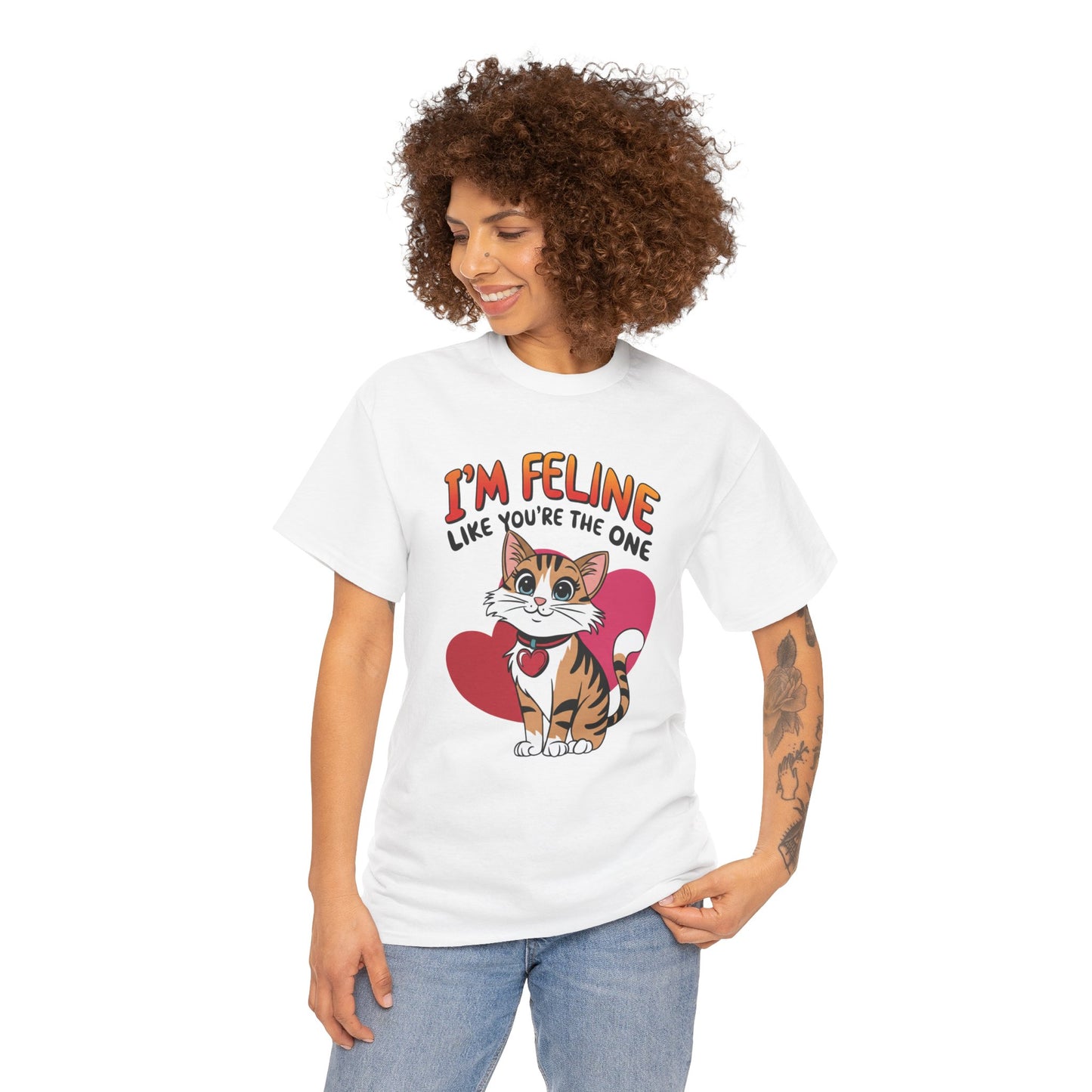 I’m Feline Like You’re The One Shirt, Cute Cat Valentine Tee, Funny Cat Love Graphic TShirt, Romantic Gift For Her Him, Cat Pun Shirt