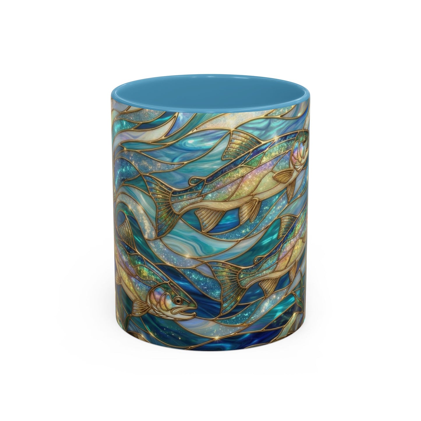 Stained Glass Fish Mug, Fishing Coffee Mug, Trout Art Mug, Fisherman Gift Cup, Wildlife Nature Mug, Angler Gift Mug