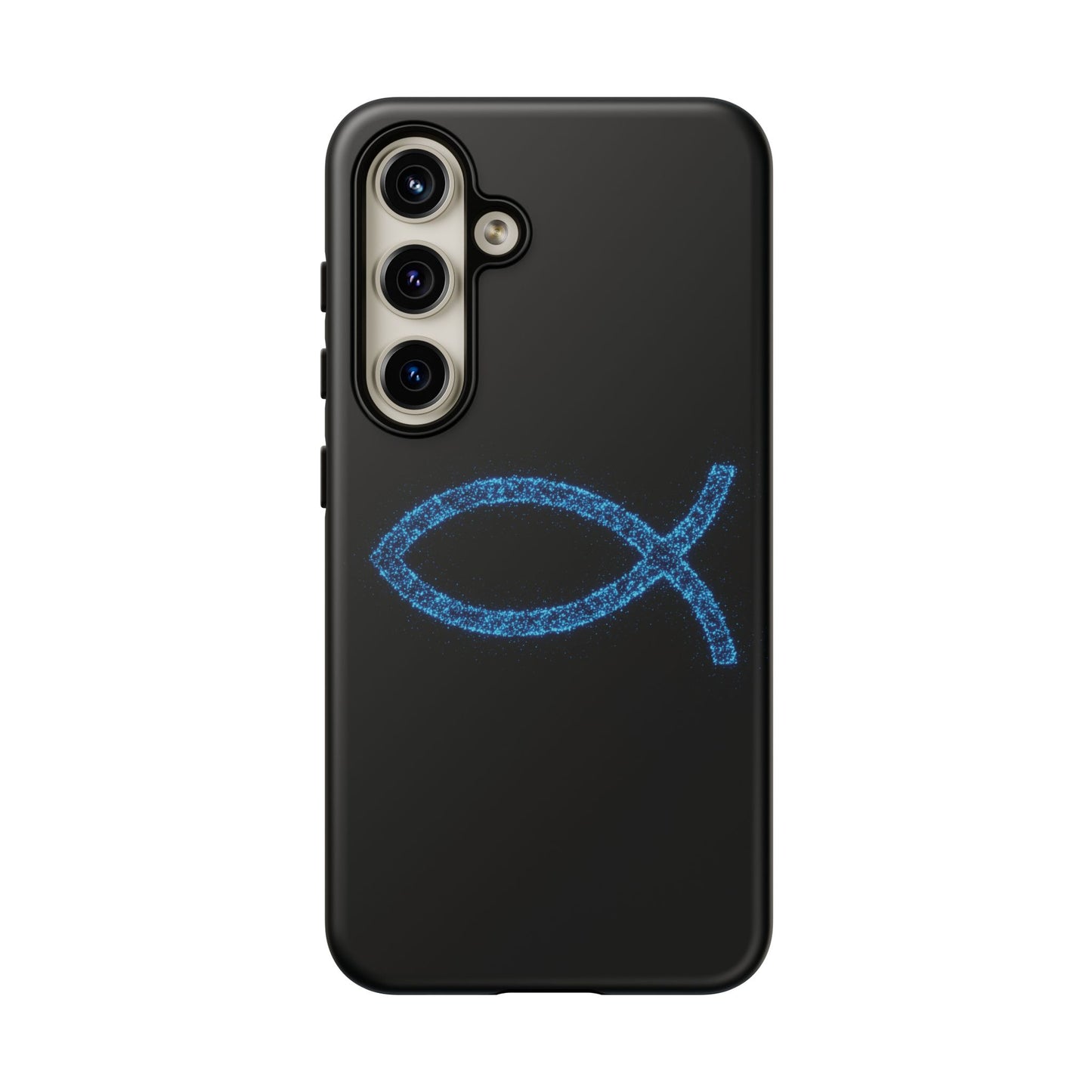 Blue Glitter Fish Symbol Samsung Phone Case - Durable & Stylish for Faith Enthusiasts