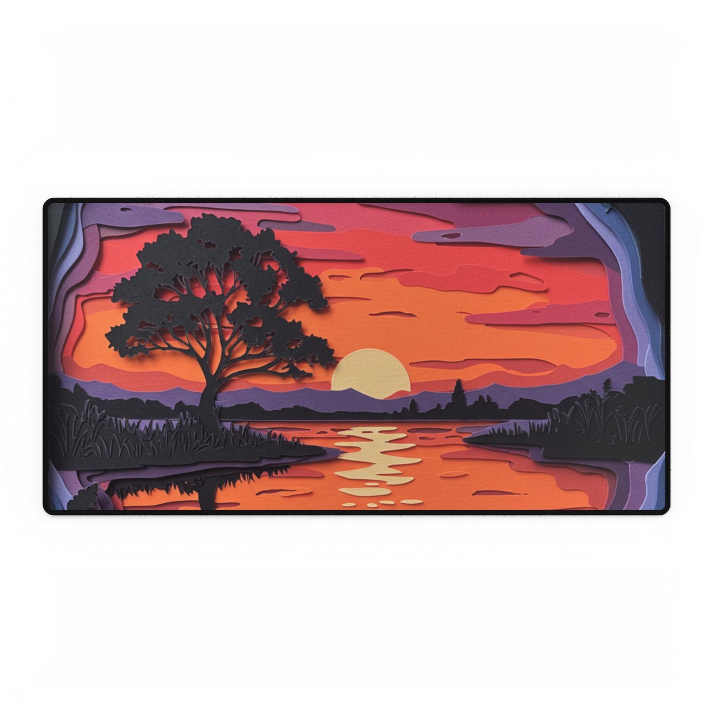 Mouse Pad Desk Mat - Artistic Paper Sunset Design