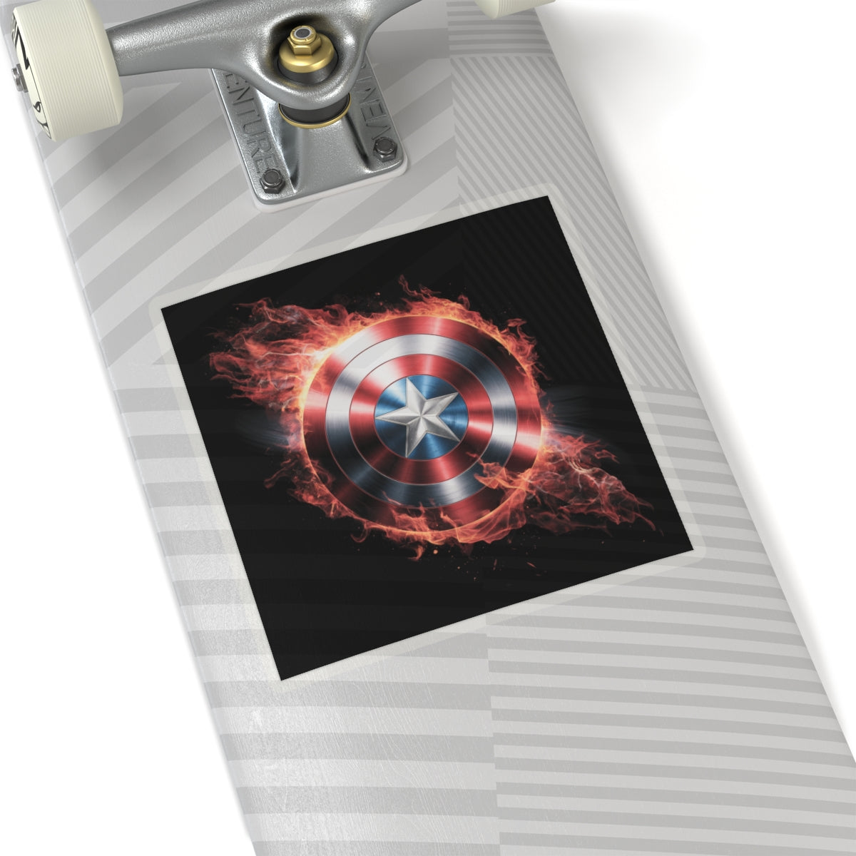 Sticker - Captain America Flaming Shield Design