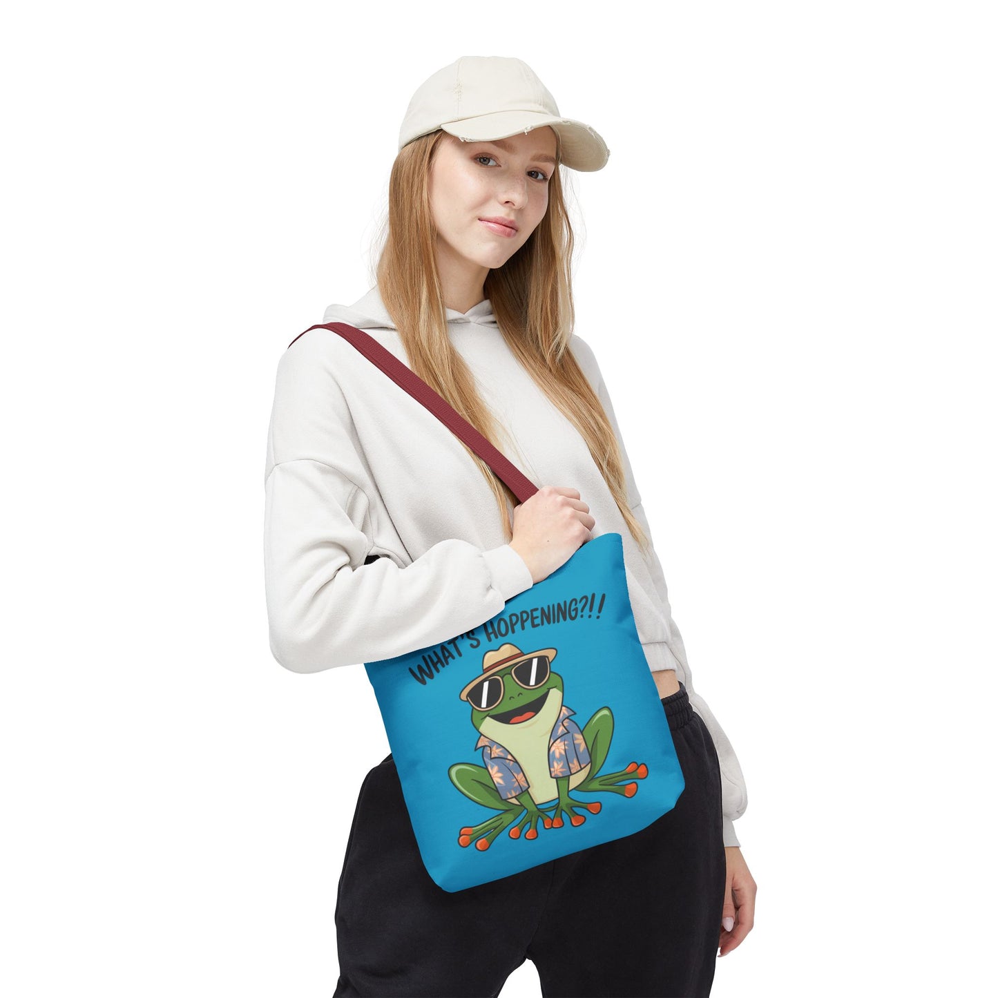 Frog Tote Bag - What's Hoppening Pun Design