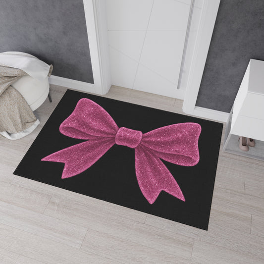 Pink Glitter Bow Doormat Glam Welcome Mat Cute Entry Rug Aesthetic Home Decor Girl Room Rug Housewarming Gift