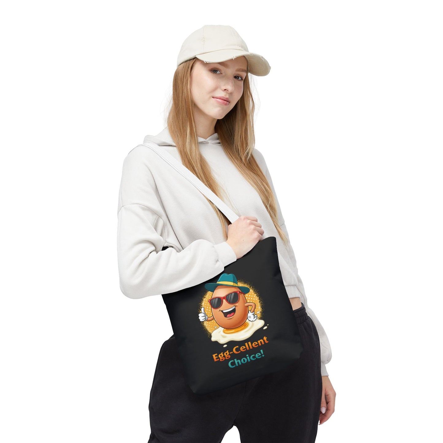 Tote Bag: Egg-Cellent Choice Thumbs Up Pun Design