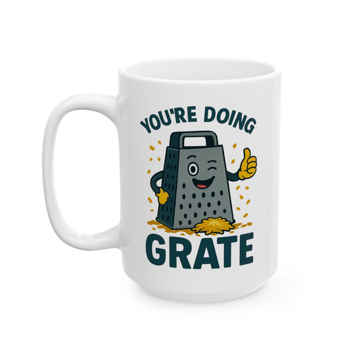 You’re Doing Grate Funny Pun Mug – Cheesy Kitchen Coffee Cup, Positive Encouragement Gift for Coworkers, Friends & Teachers