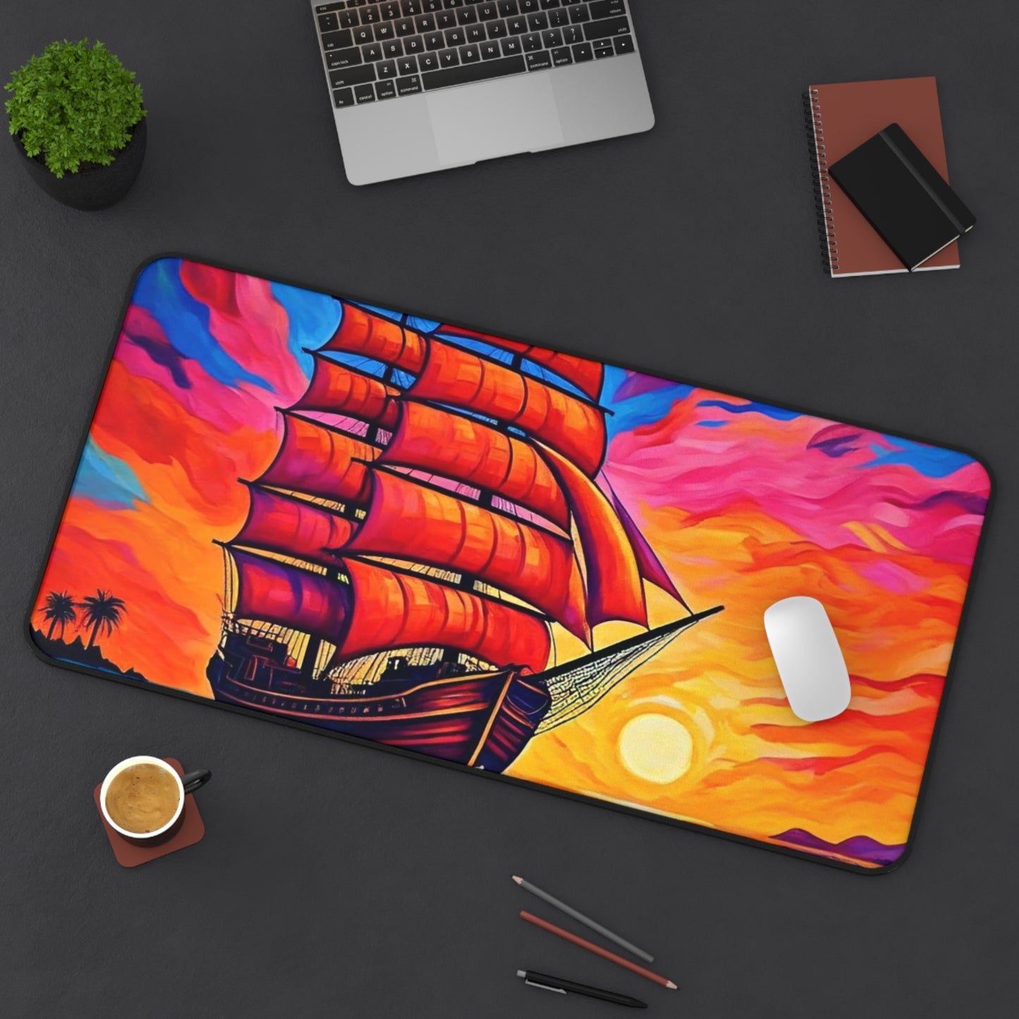 Desk Mat - Sunset Ship Sailing Mouse Pad