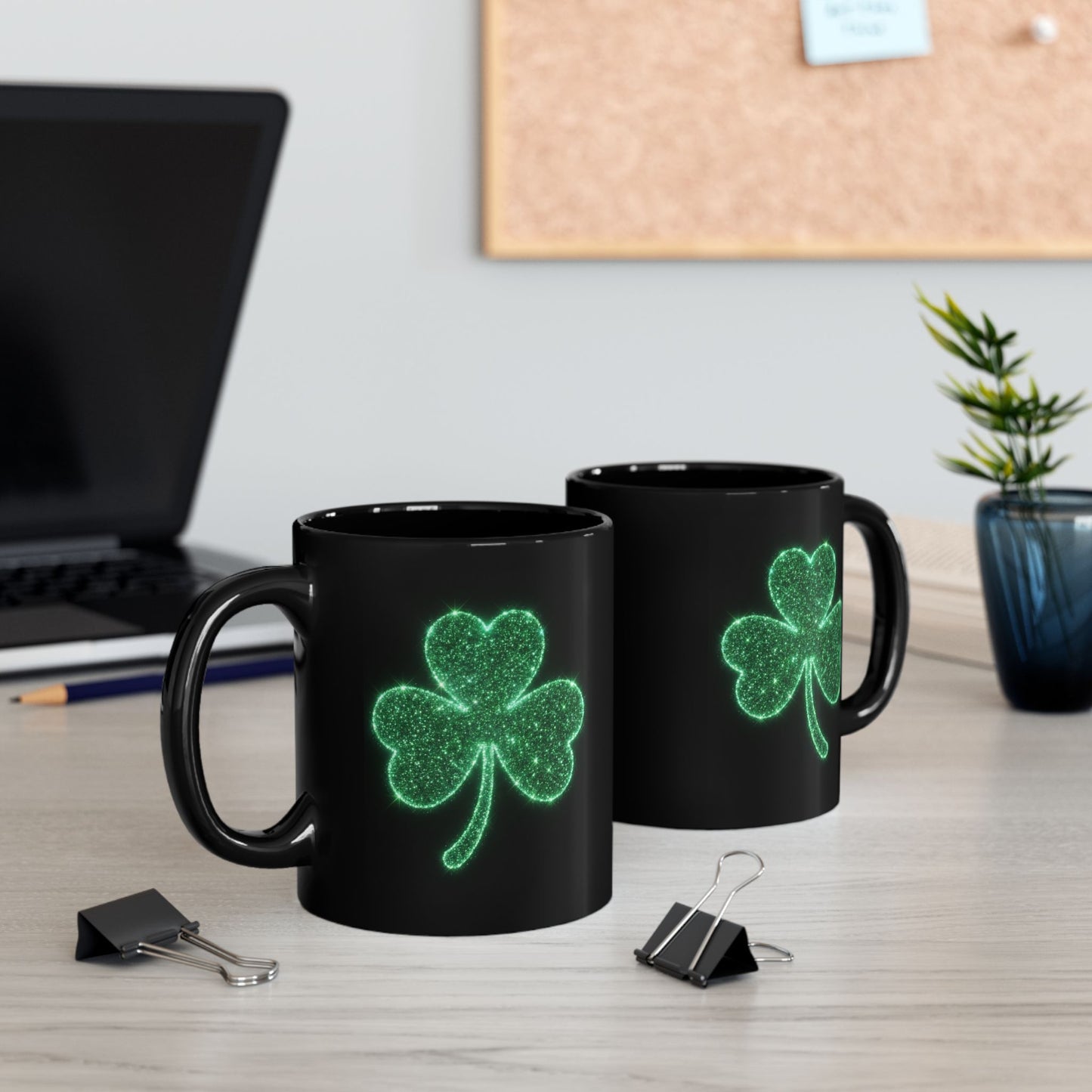 Glowing Shamrock Mug, St Patricks Day Gift, Lucky Green Clover Coffee Cup, Emerald Glitter Aesthetic, Irish Pride Mug, Magic Luck Tea Cup