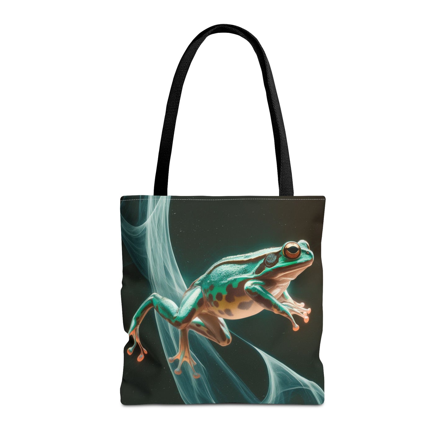 Frog in Motion Tote Bag, Nature-Inspired Green Frog Design Eco-Friendly Shoulder Bag, Artistic Reusable Tote For Everyday Use And Gifts