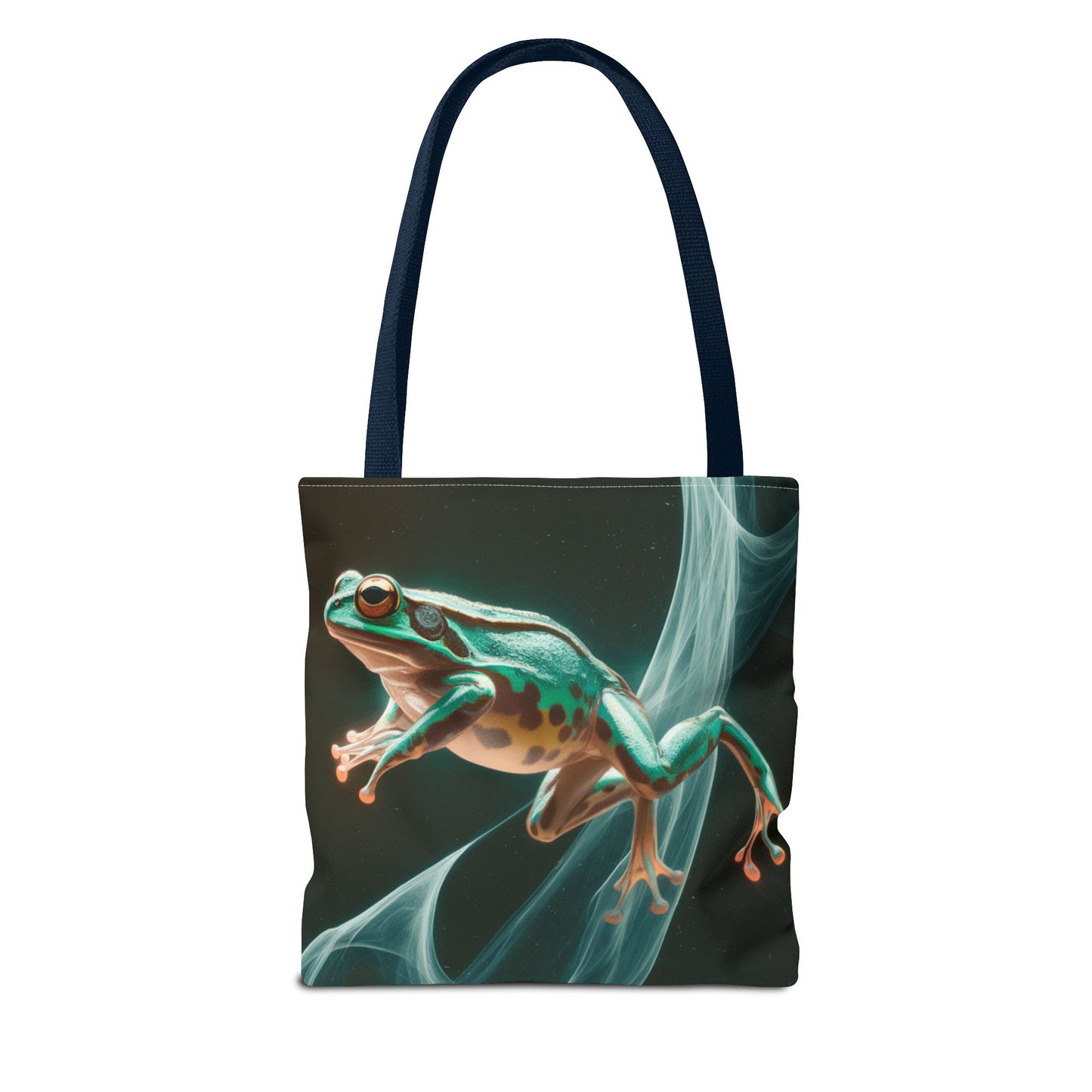 Frog in Motion Tote Bag, Nature-Inspired Green Frog Design Eco-Friendly Shoulder Bag, Artistic Reusable Tote For Everyday Use And Gifts