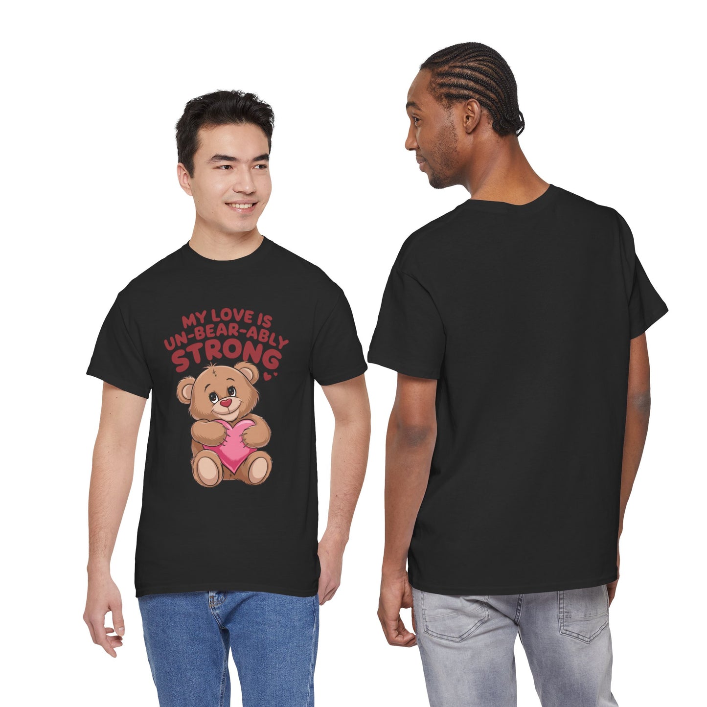 Un-Bear-ably Strong Valentine Shirt, Teddy Bear Heart Tee, Cute Love Graphic T-Shirt, Valentines Gift, Romantic Couple Top, Gift For Her