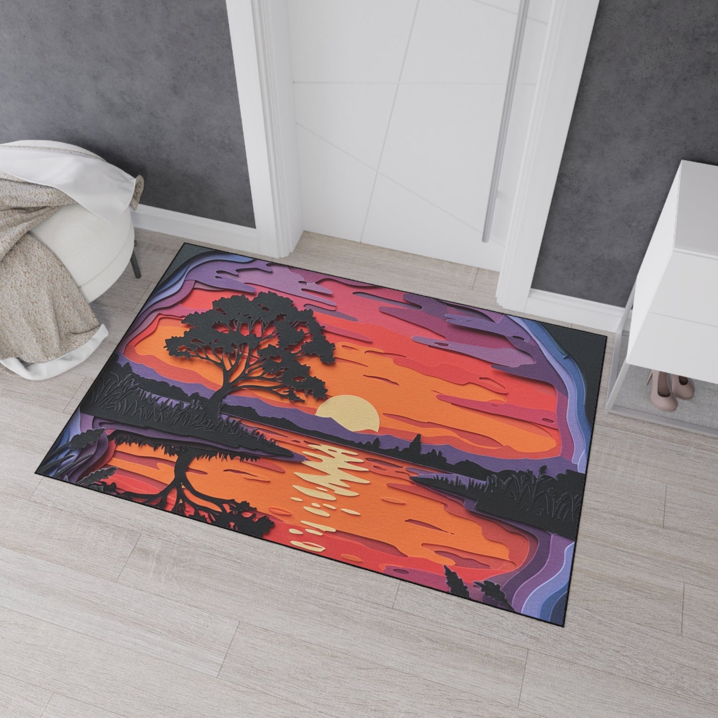 Floor Mat - Paper Art Sunset design