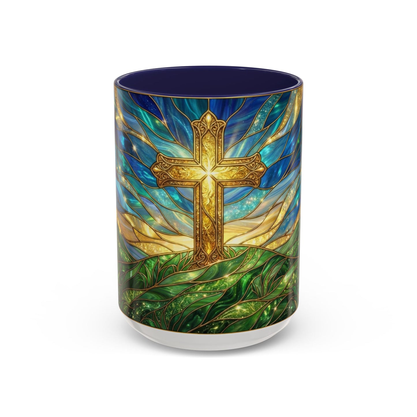 Christian Cross Mug, Stained Glass Cross Coffee Mug, Religious Gift For Christian, Faith Based Mug, Inspirational Bible Mug
