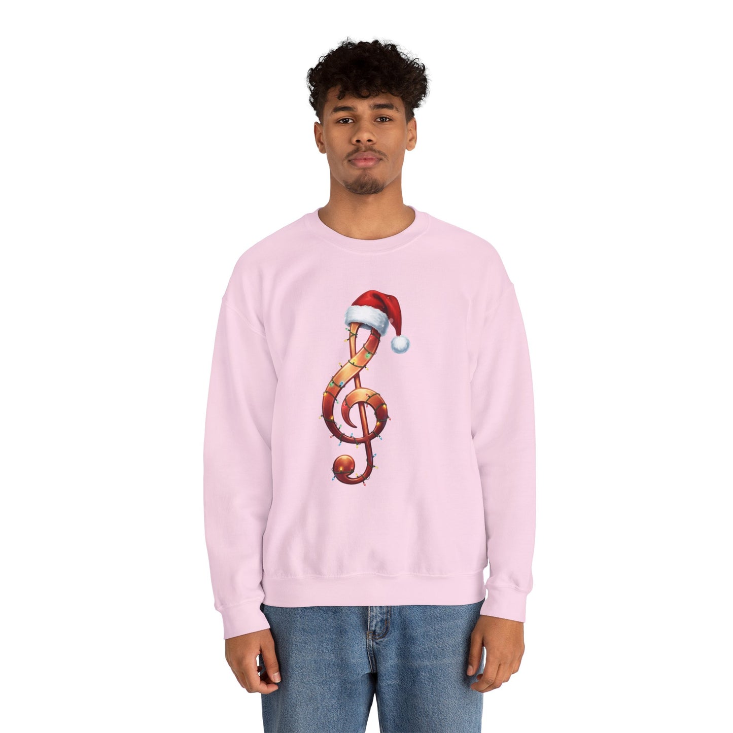 Christmas treble clef sweatshirt, music note Santa hat shirt, Christmas lights music lover sweater, musician holiday crewneck, Xmas gift