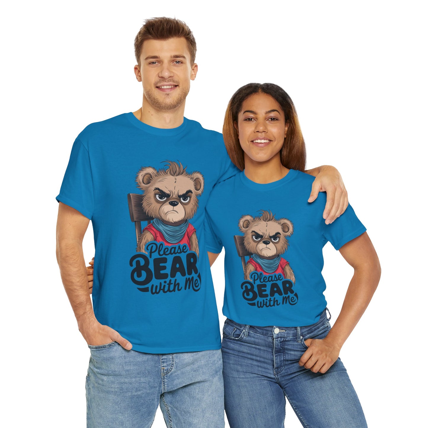 Grumpy Bear Graphic Tee – Please Bear With Me Shirt – Funny Animal T‑shirt – Sarcastic Humor Gift – Cute Bear Meme Art Tee