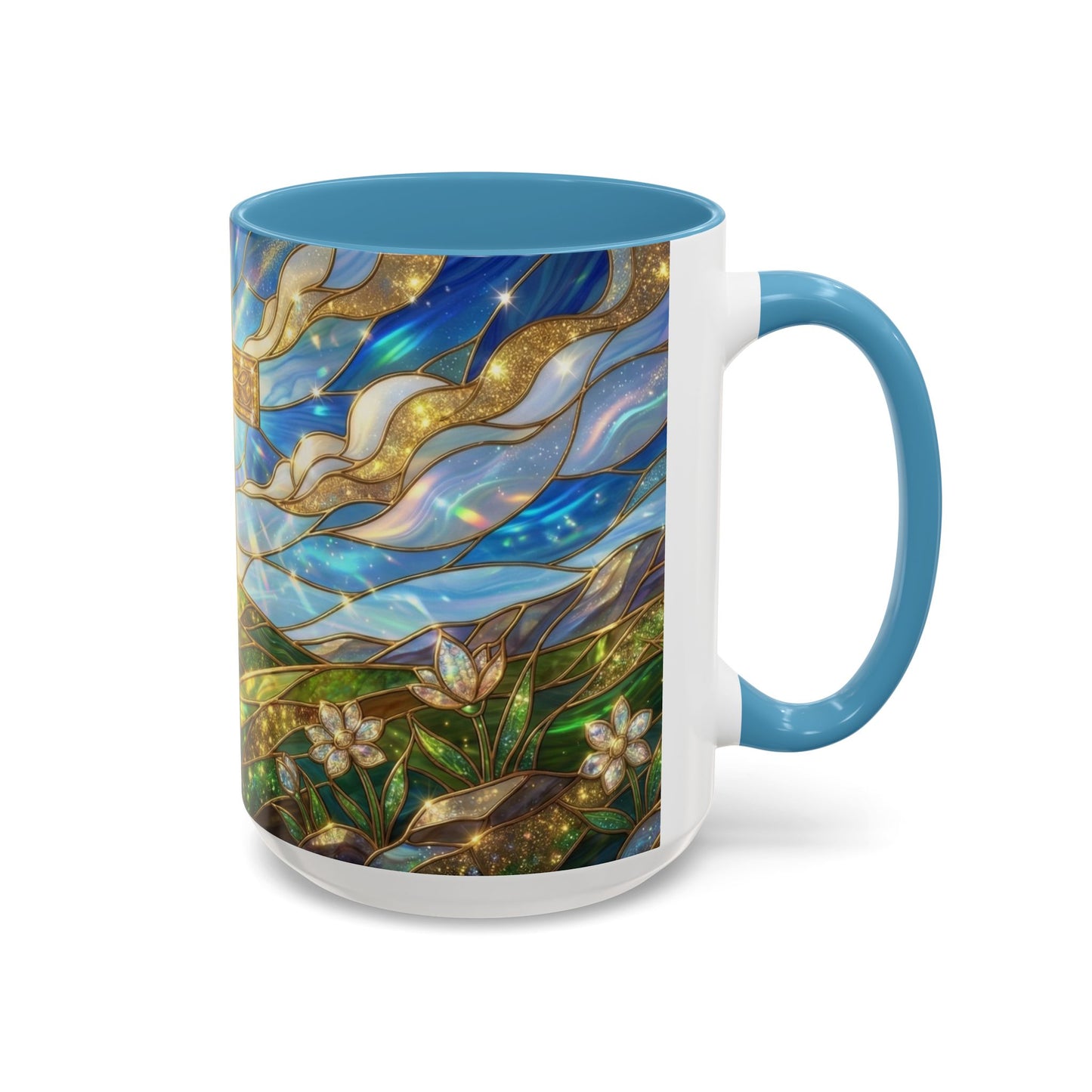 Stained Glass Cross Mug, Christian Coffee Mug, Faith Inspired Art Cup, Religious Gift For Women Men, Inspirational Christian Mug