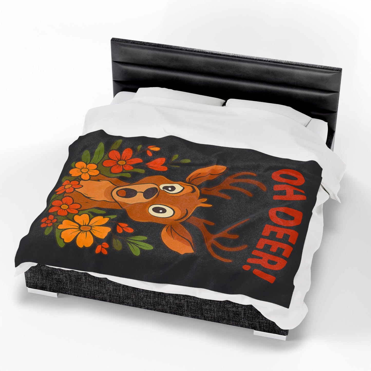 Plush Blanket - Startled Deer Oh Deer Design Wildlife Decor Deer Throw Animal Decor