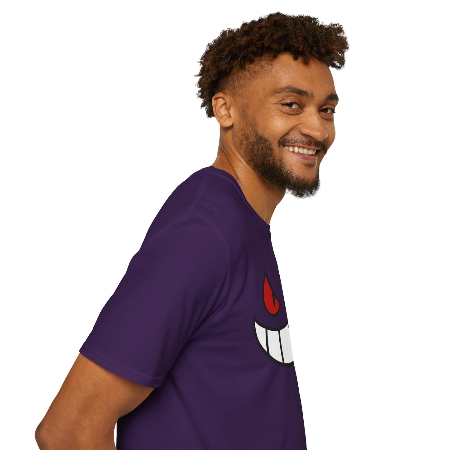 Spooky Grin Face T-Shirt - Creepy Ghost Smile Graphic Tee - Dark Humor Unisex Shirt - Anime Monster Style Funny Top