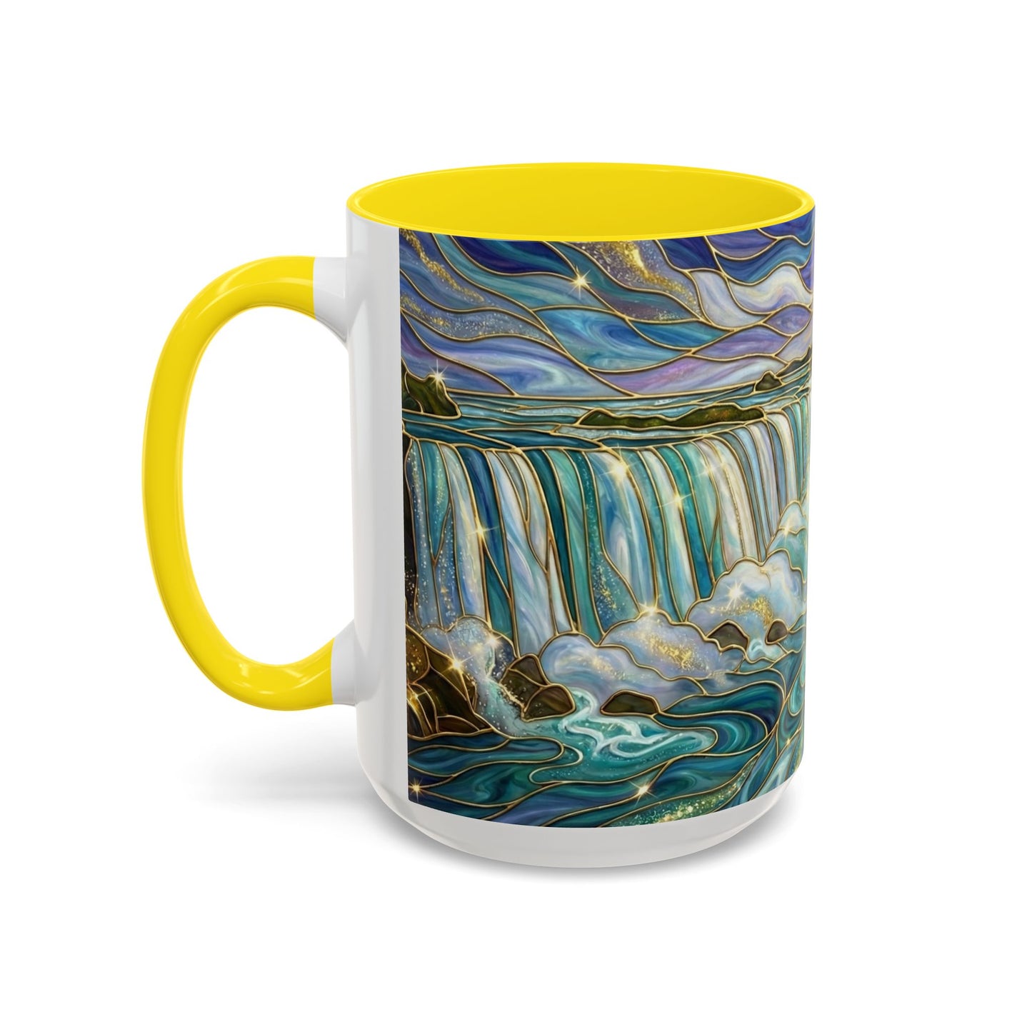 Faux Stained Glass Niagara Falls Mug, Waterfall Coffee Cup, Canada Souvenir Gift, Upstate New York Travel Memento, Nature Lover Tea Cup