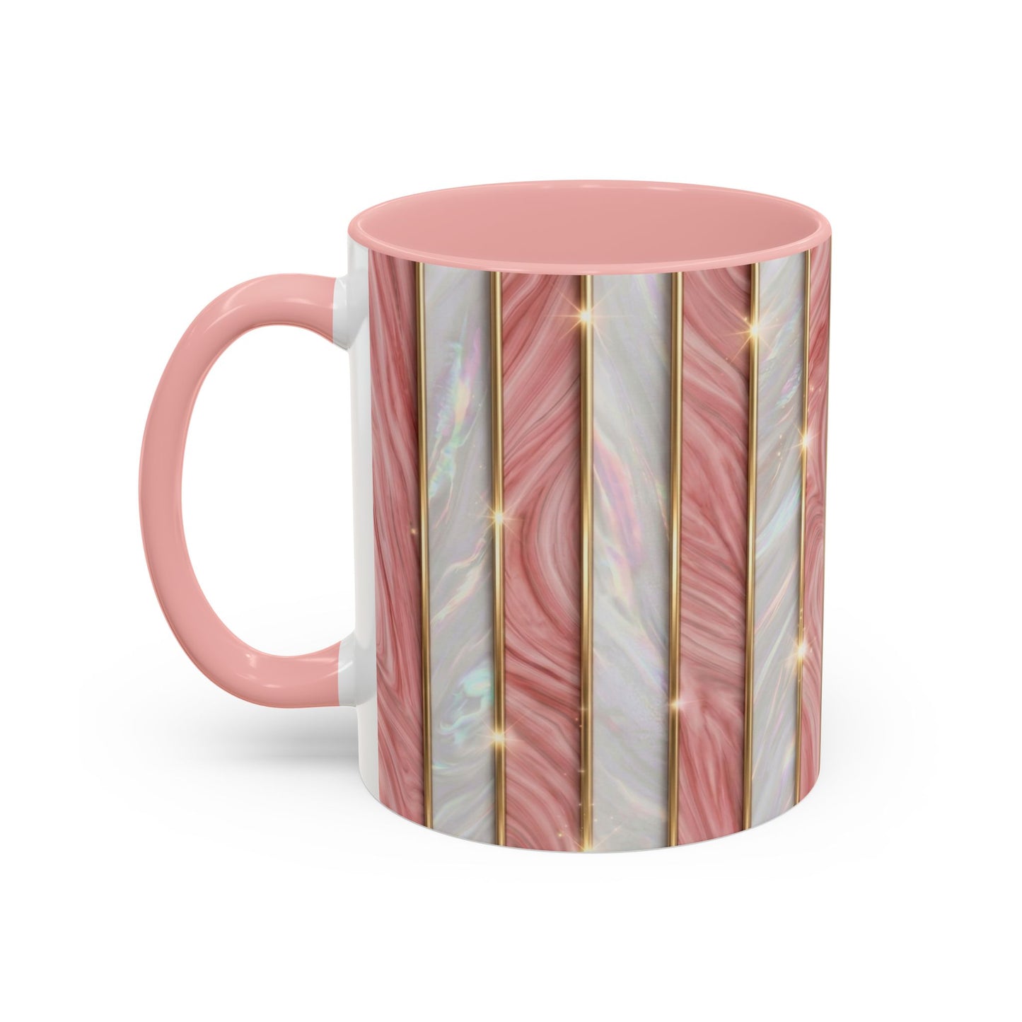 Pink Marble Coffee Mug, Gold Stripe Faux Agate Cup, Glam Desk Accessory, Elegant Tea Mug, Luxury Gift for Her, Chic Office Desk Decor