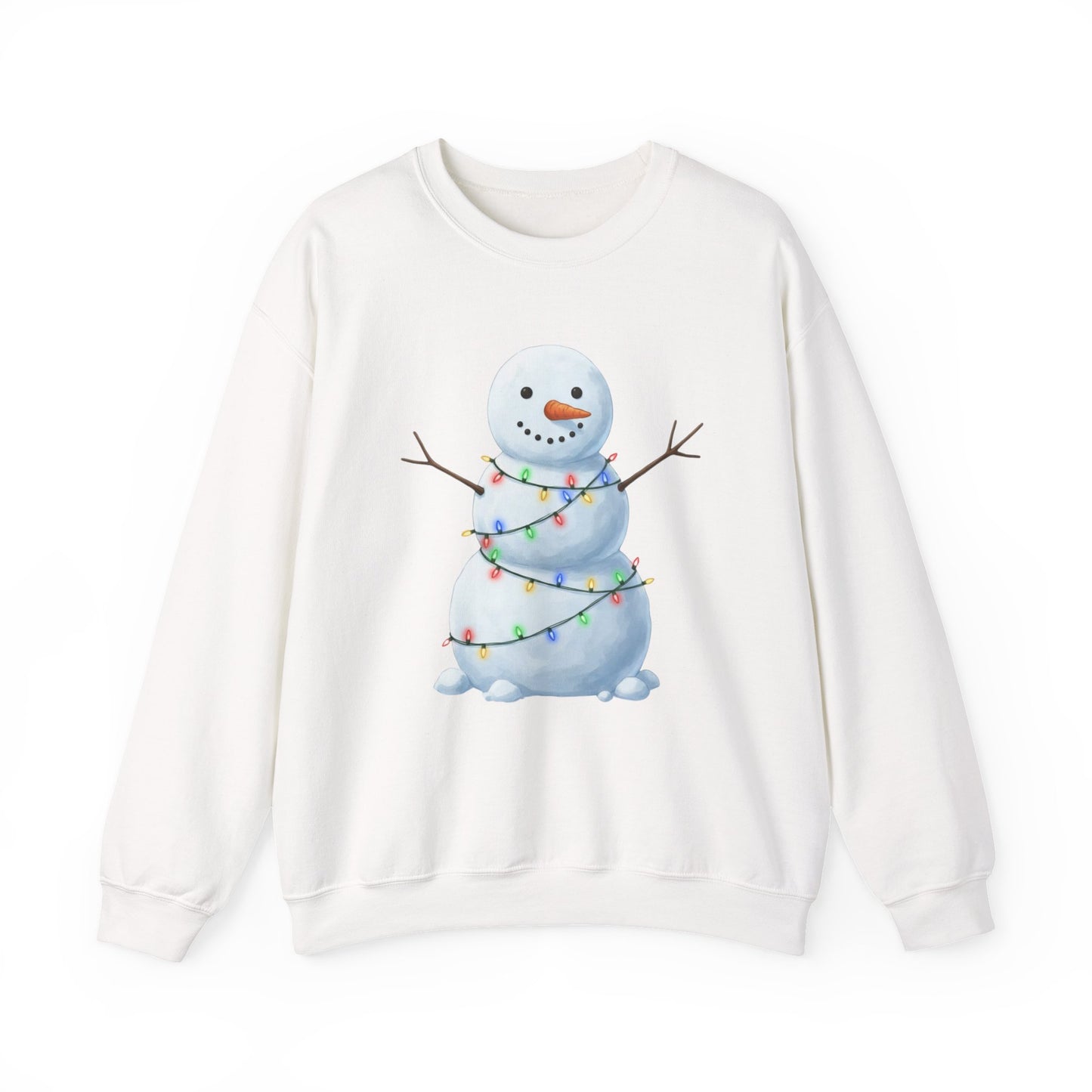 Cute Snowman Christmas Sweatshirt, Holiday Snowman Lights Sweater, Winter Snowman Crewneck, Cozy Christmas Gift, Festive Holiday Shirt