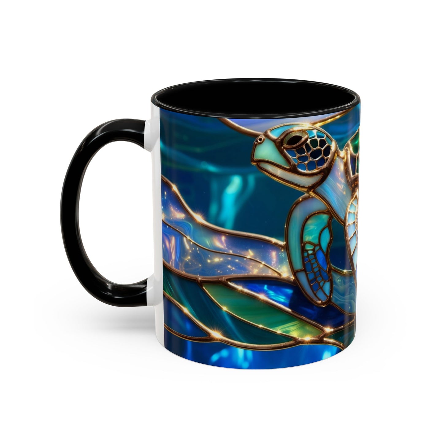 Stained Glass Sea Turtle Mug, Ocean Turtle Coffee Cup, Coastal Beach Mug Gift, Marine Life Art Cup, Sea Lover Gift, Ocean Wildlife Mug