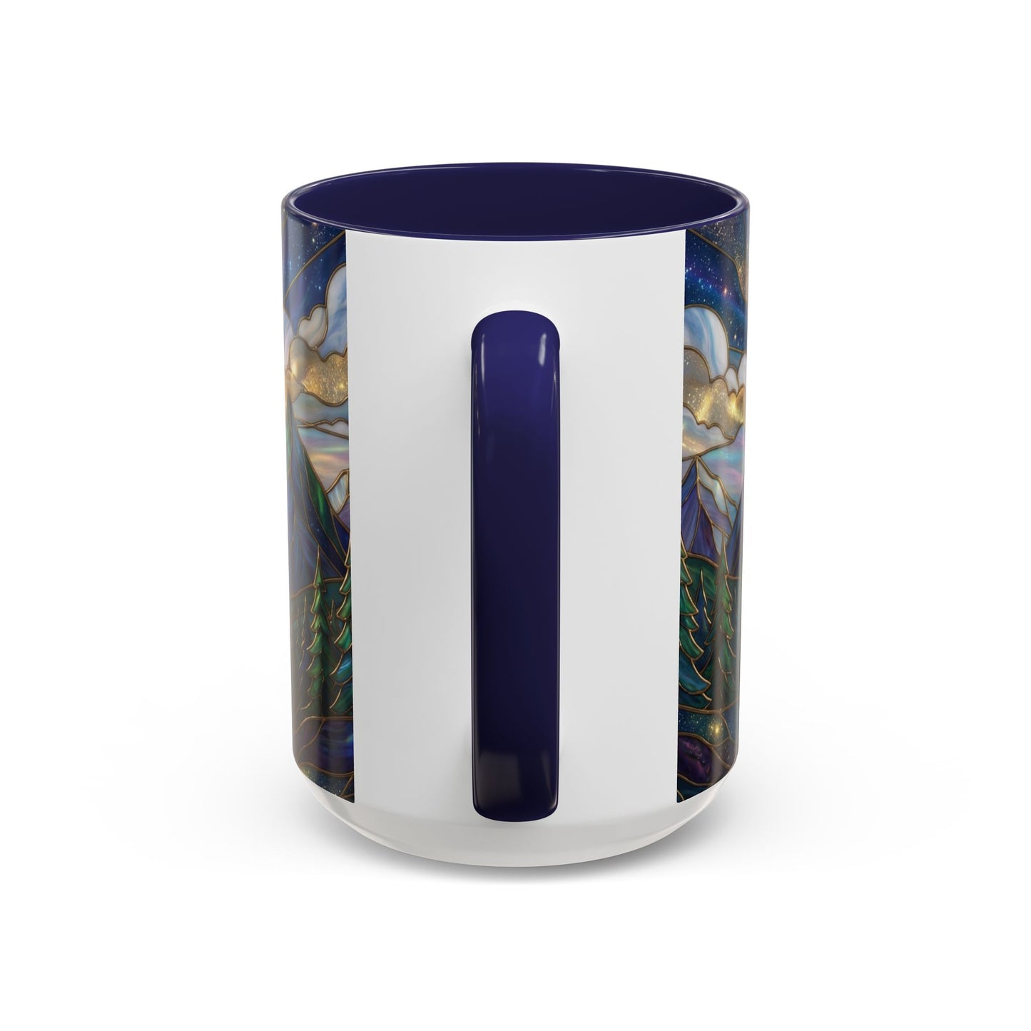 Mountain Art Mug, Scenic Mountain Coffee Cup, Nature Lover Ceramic Mug, Stained Glass Style Landscape, 11oz 15oz Gift, Outdoor Hiking Mug, Unique Coffee Tea Cup