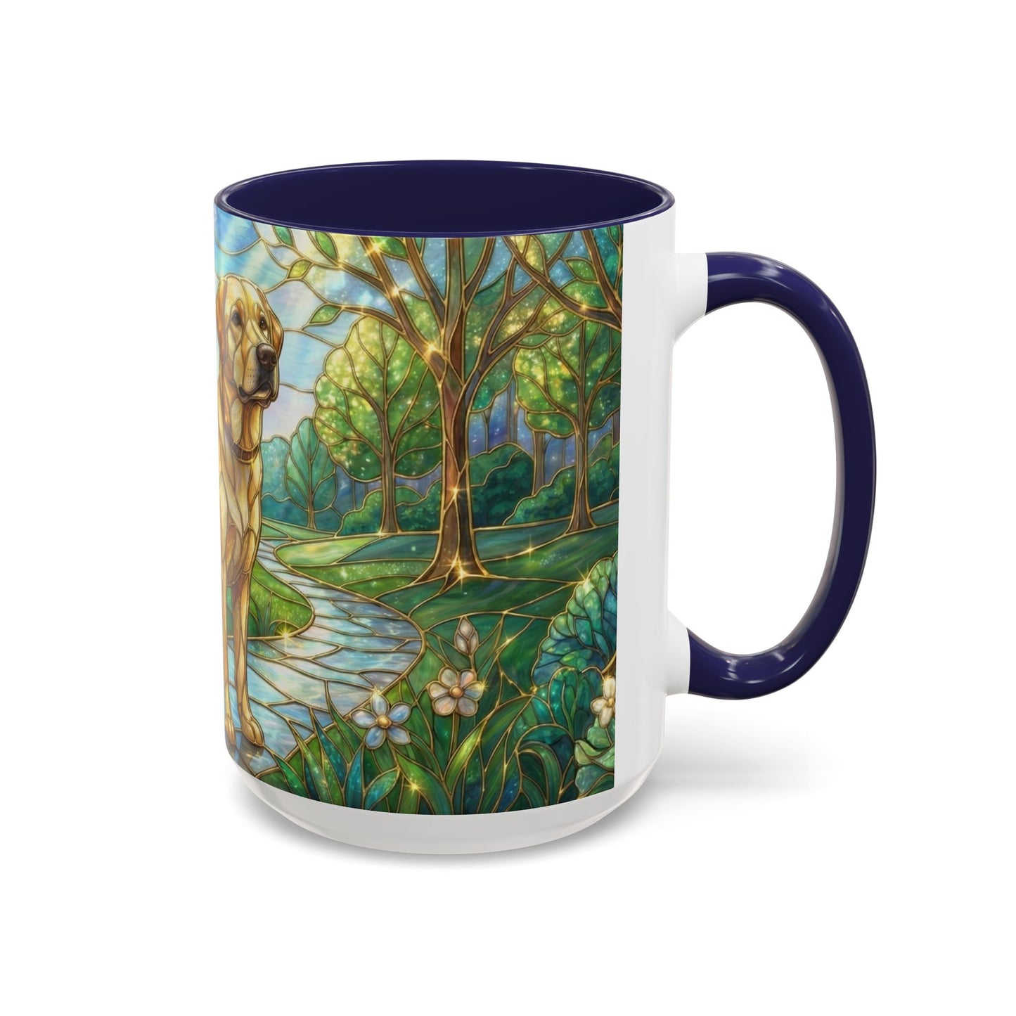 Stained Glass Labrador Mug, Dog Lover Coffee Mug, Labrador Retriever Art Cup, Pet Memorial Gift, Colorful Dog Mug, Nature Art Mug