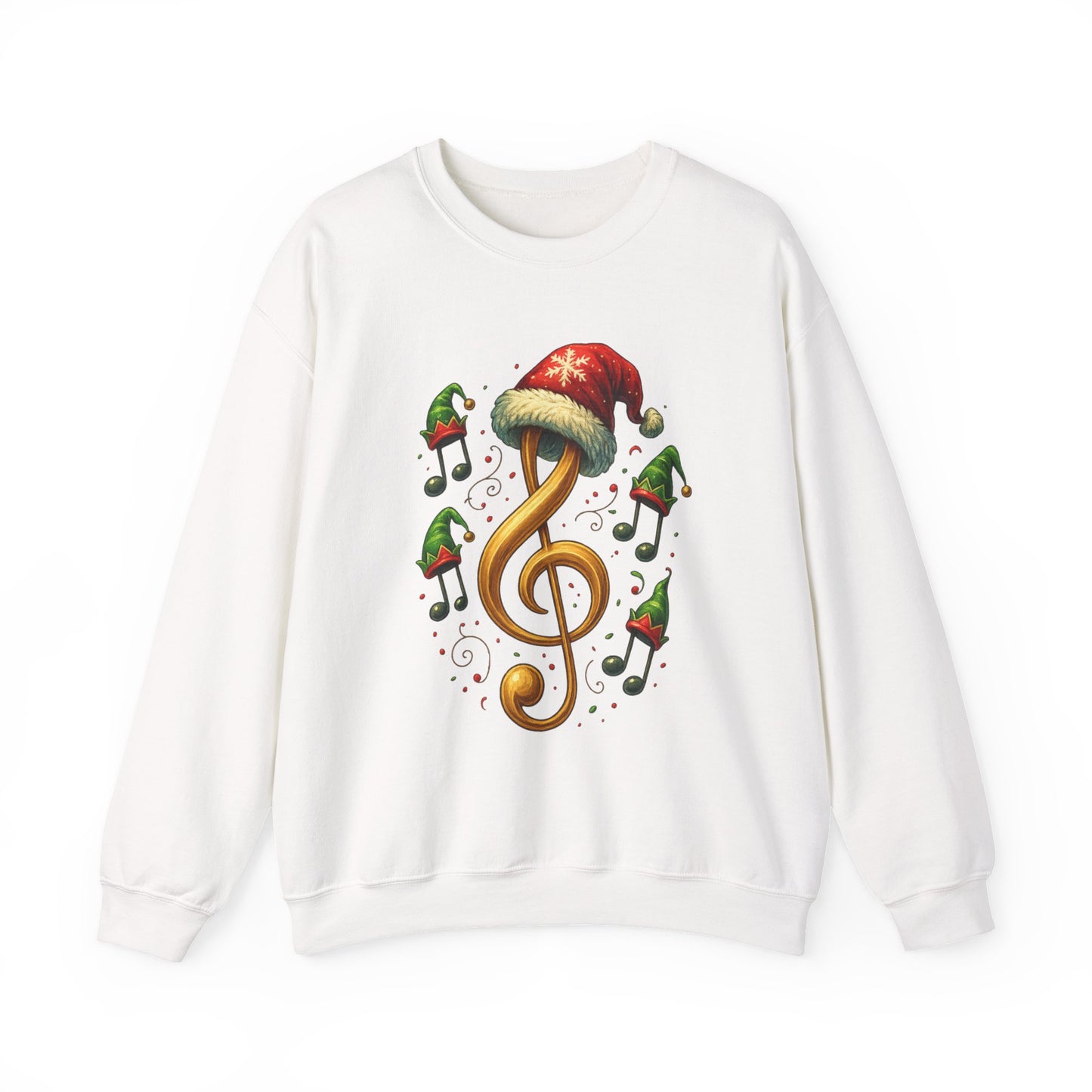 Christmas Music Note Sweatshirt, Holiday Treble Clef Sweater With Santa Hat, Festive Music Lover Gift, Cozy Winter Crewneck Unisex Top