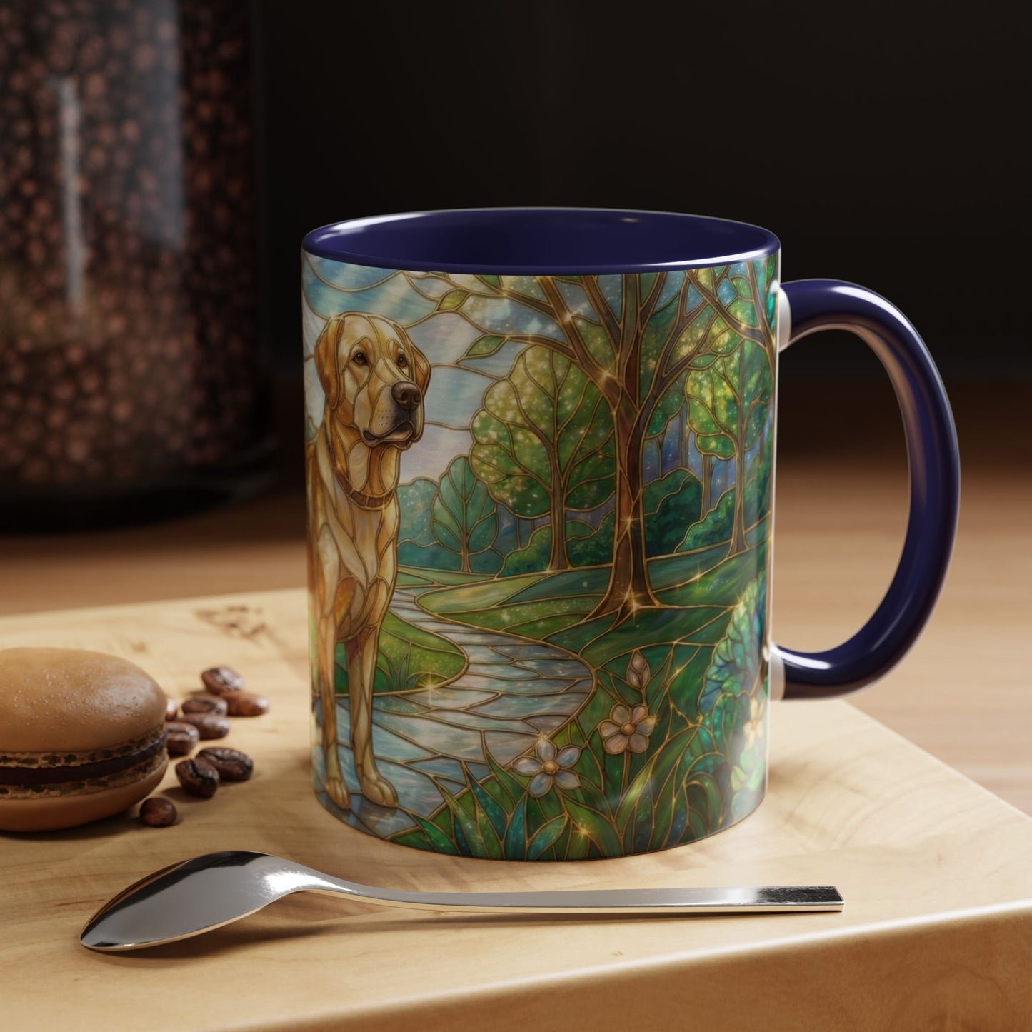 Stained Glass Labrador Mug, Dog Lover Coffee Mug, Labrador Retriever Art Cup, Pet Memorial Gift, Colorful Dog Mug, Nature Art Mug