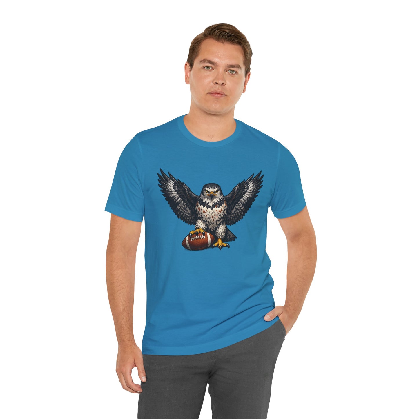 Hawk Football Shirt, Hawk Holding Football T Shirt, Hawk Mascot Tee, Football Bird Of Prey Shirt, Game Day Sports Tee, Hawk Fan Gift
