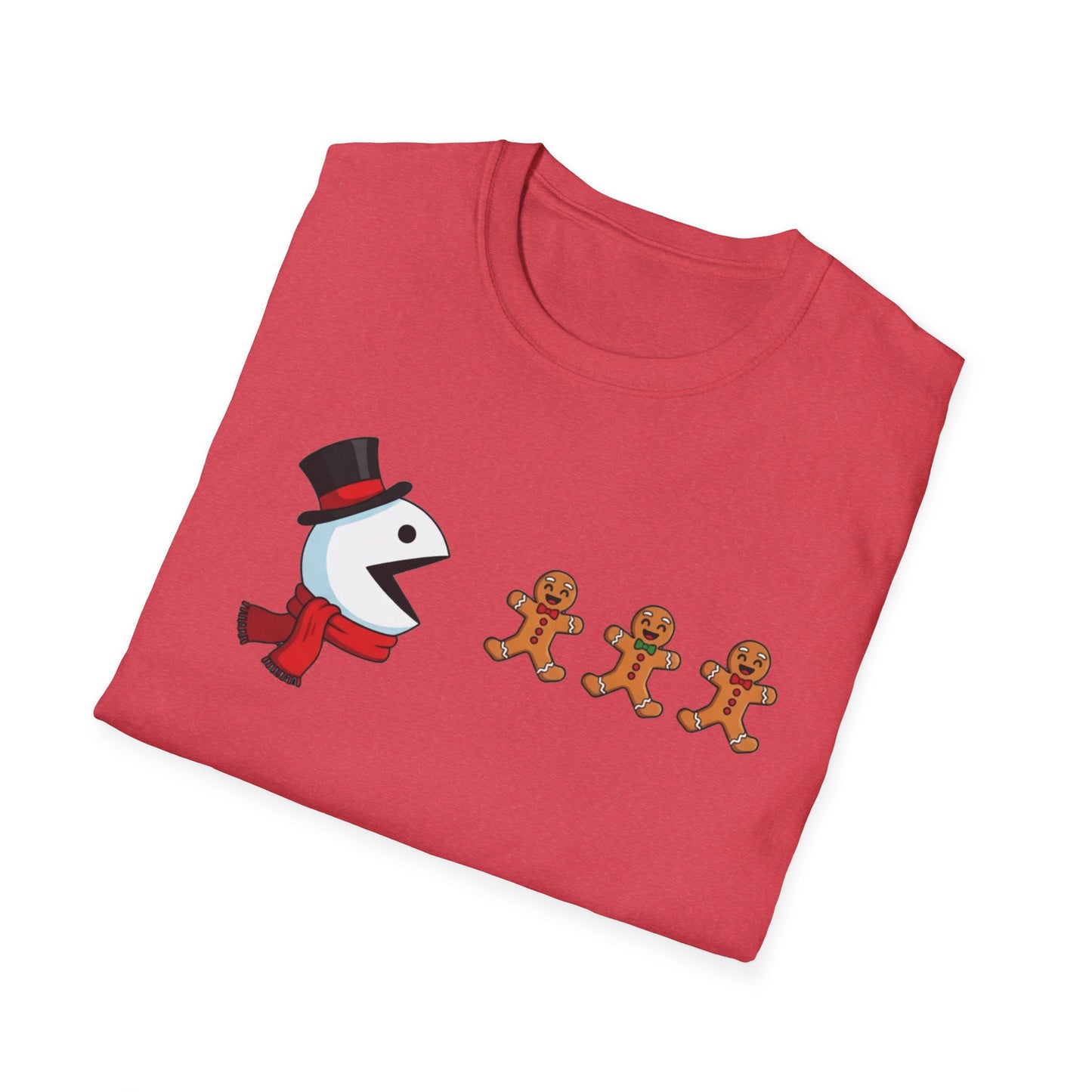 Snowman Pacman Christmas Shirt, Funny Gingerbread Men Tee, Cute Holiday Snowman T-Shirt, Christmas Humor Graphic Tee, Winter Holiday Shirt