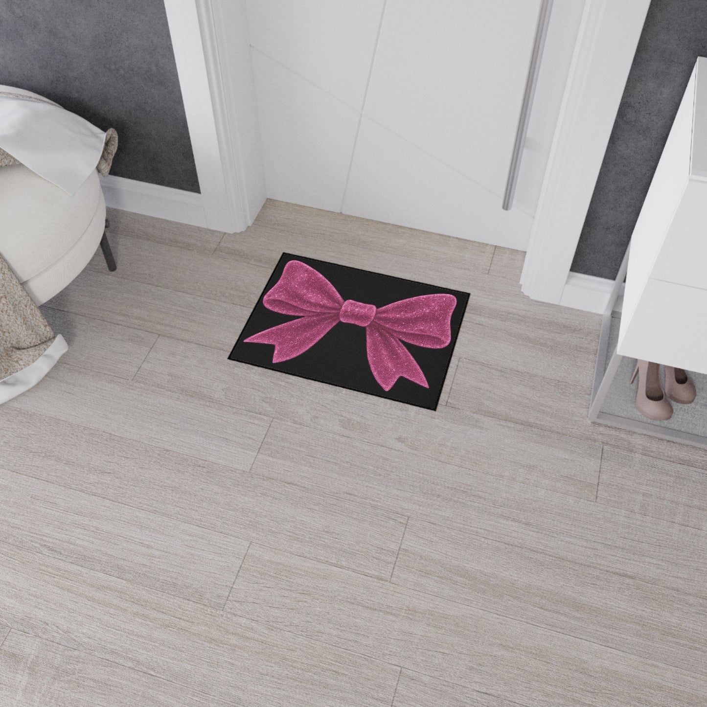 Pink Glitter Bow Doormat Glam Welcome Mat Cute Entry Rug Aesthetic Home Decor Girl Room Rug Housewarming Gift
