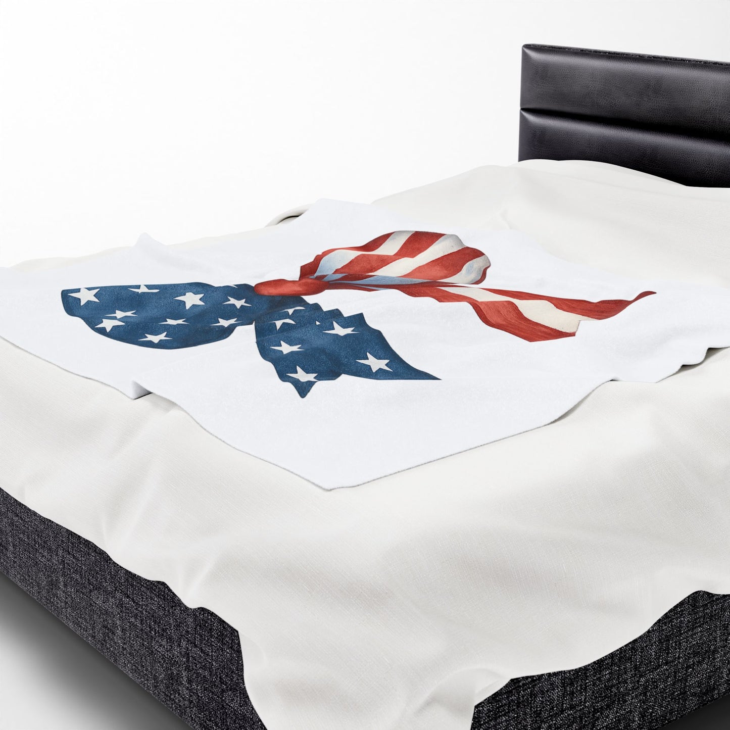 Patriotic Bow USA Blanket | 4th of July Throw | American Flag Blanket | USA Stars Stripes Decor | Cozy Fourth of July Gift | USA Home Decor