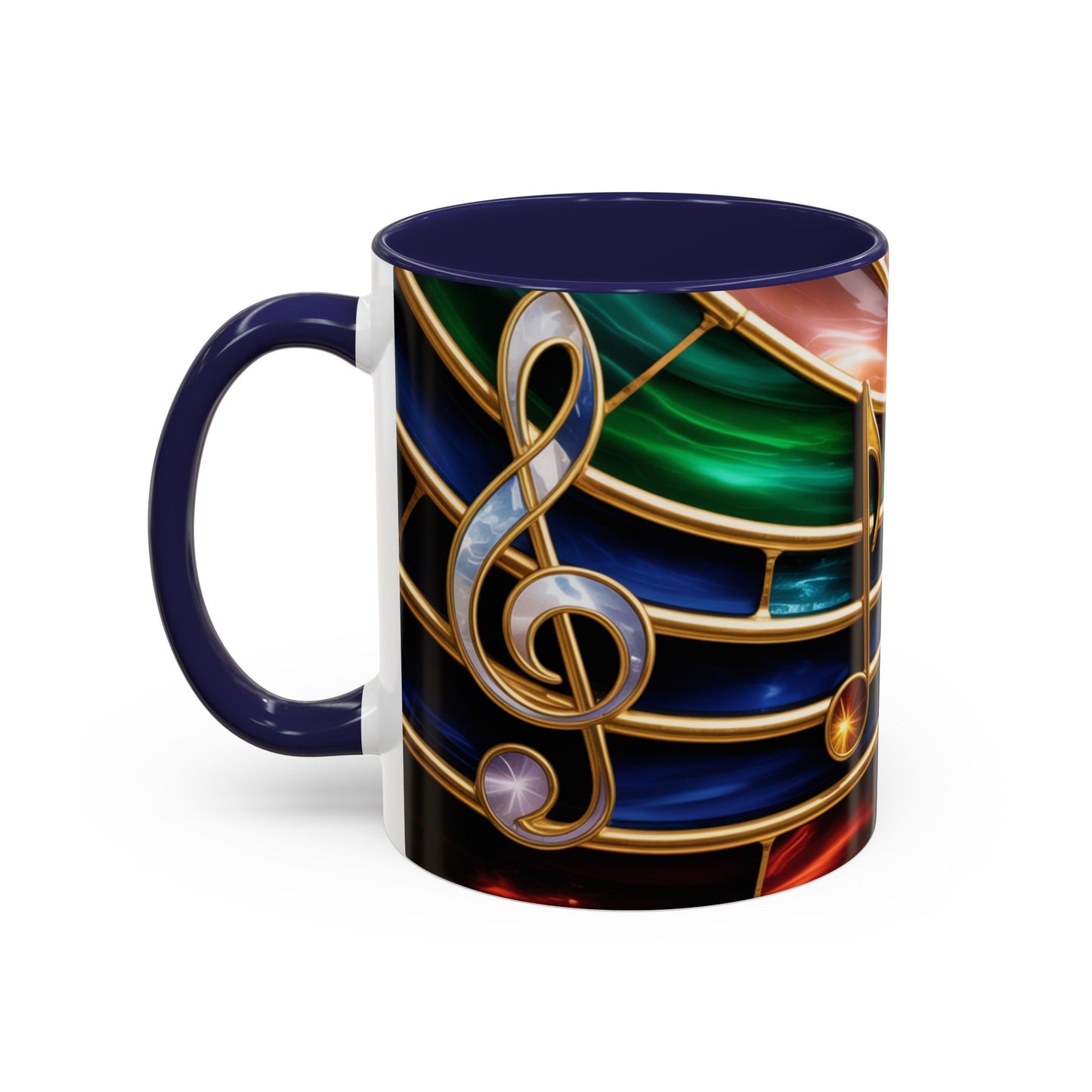 Stained Glass Music Mug, Musical Notes Coffee Cup, Colorful Treble Clef Mug, Musician Gift Idea, Music Lover Cup, Art Mug for Singers