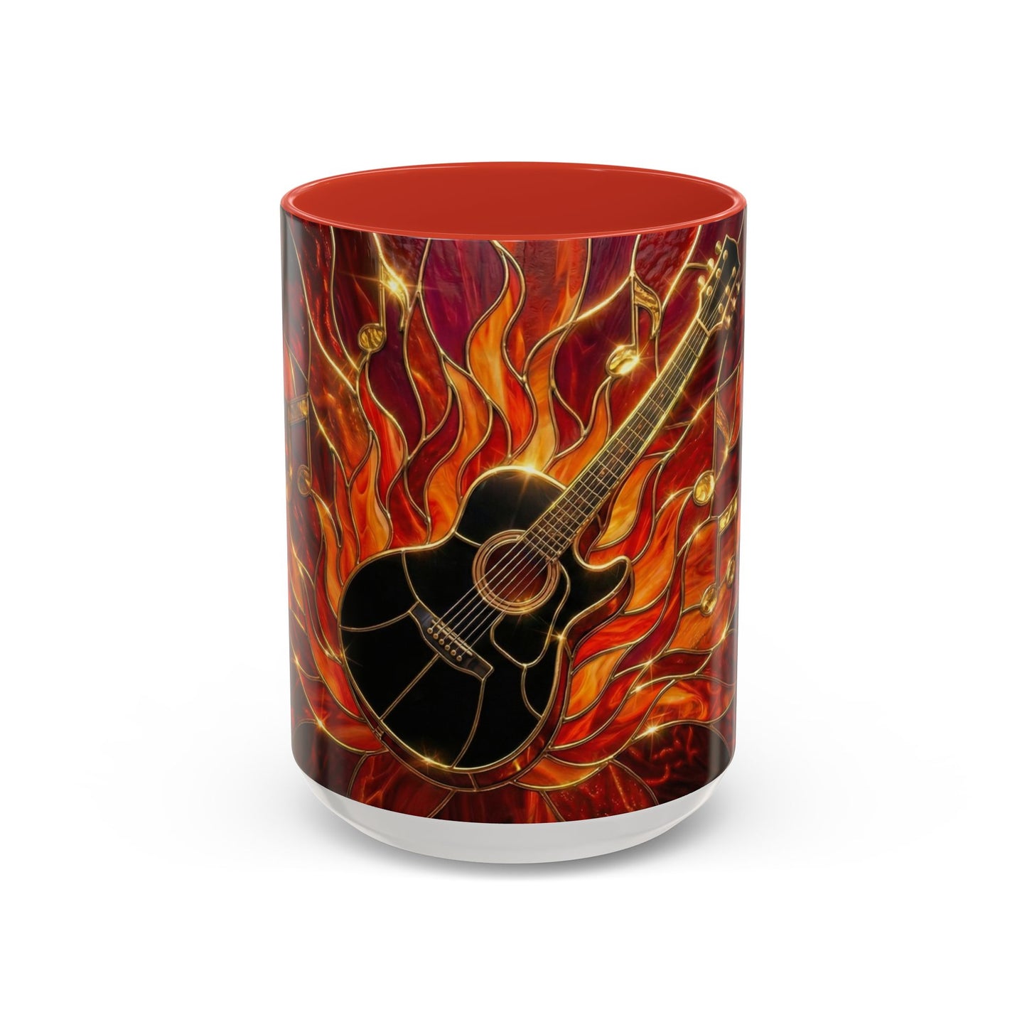 Stained Glass Guitar Mug, Fire Guitar Coffee Mug, Music Lover Gift Mug, Rock Guitar Art Cup, Musician Gift Mug, Guitar Lover Cup