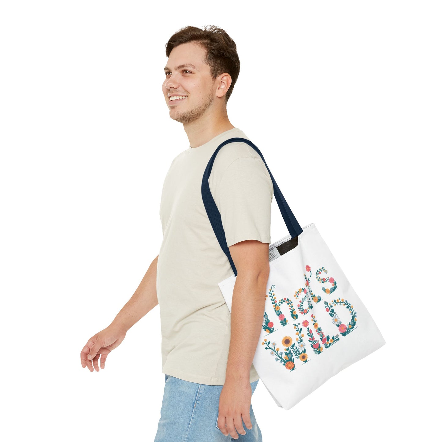 That’s Wild Floral Tote Bag – Cute Boho Canvas Bag With Colorful Flower Lettering, Eco Reusable Shopping Tote, Nature Lover Gift For Everyday Style