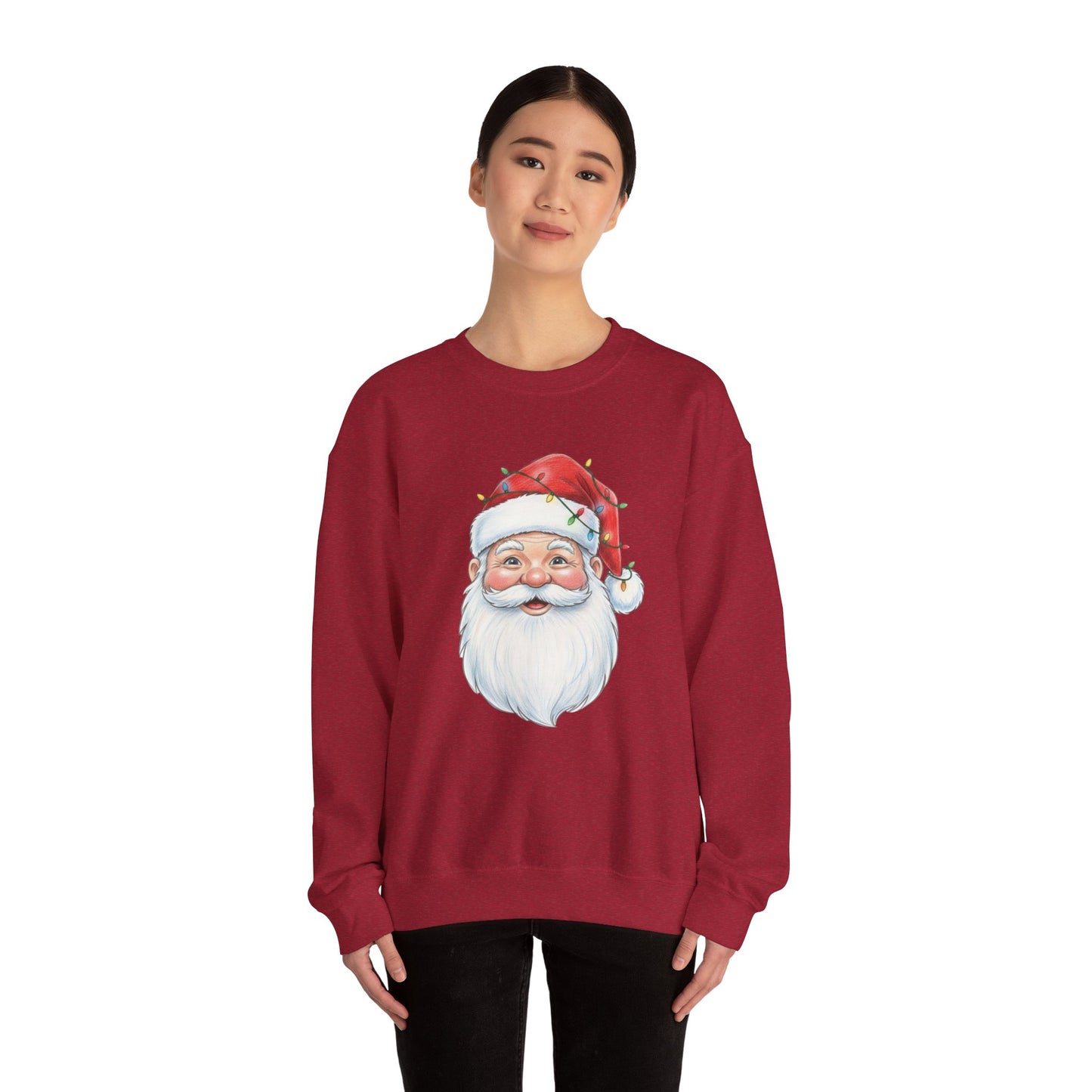Santa Claus Christmas Sweatshirt, Vintage Santa Crewneck, Holiday Santa Face Sweater, Cute Christmas Lights Santa Shirt, Funny Xmas Sweatshirt